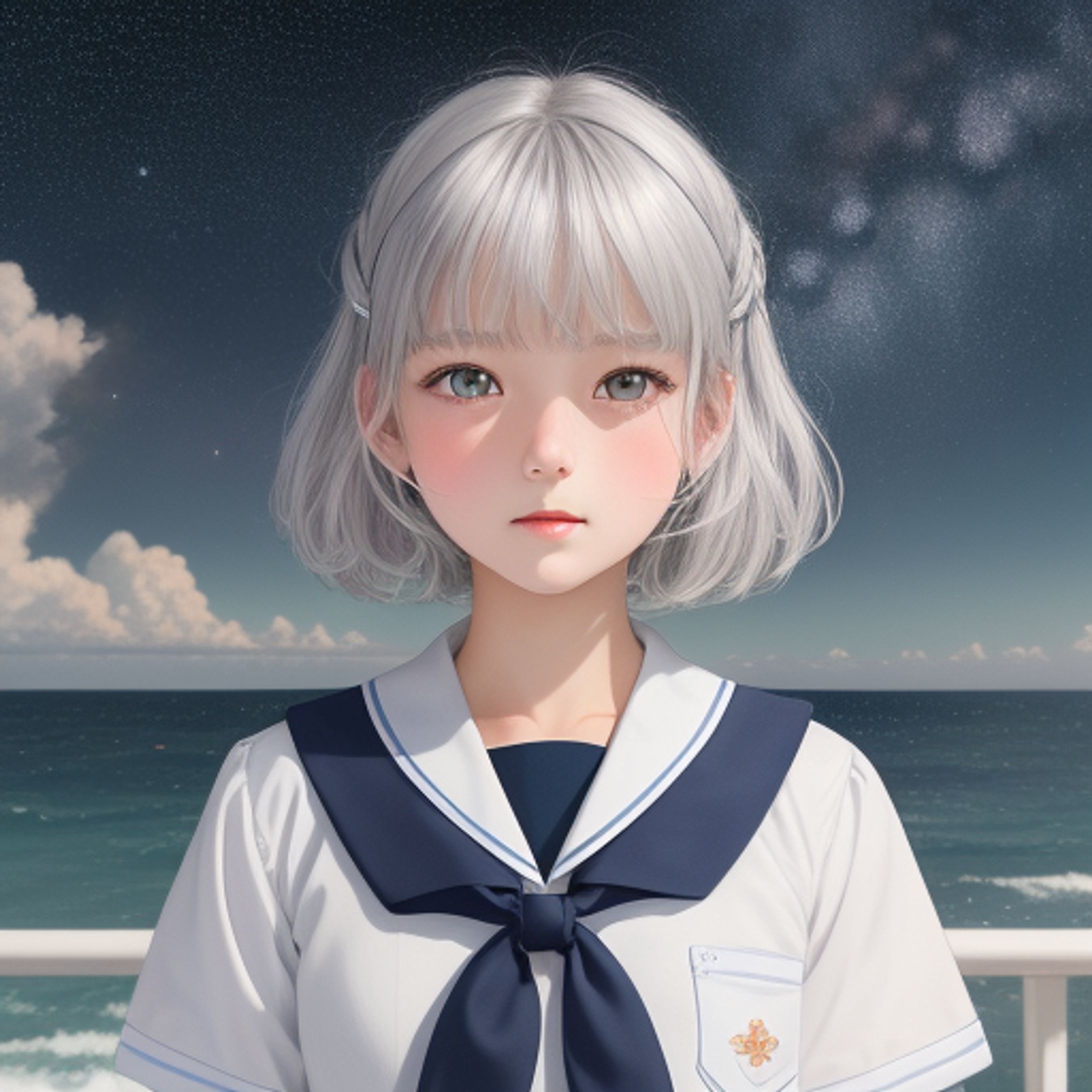 【Stable Diffusion】白髪の女の子②-1