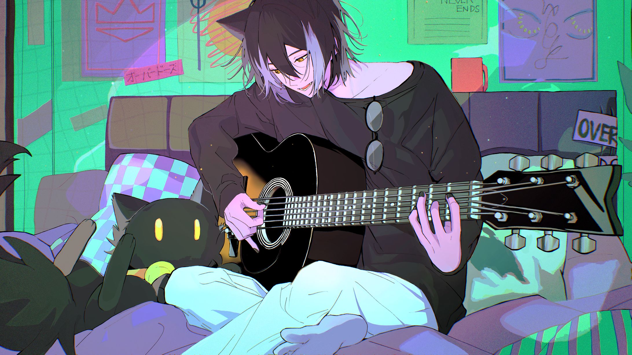 YUZUYA様「Overdose」歌ってみたMV用イラスト-1