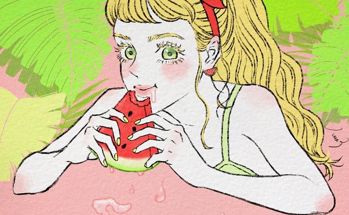 スイカむさぼりガール