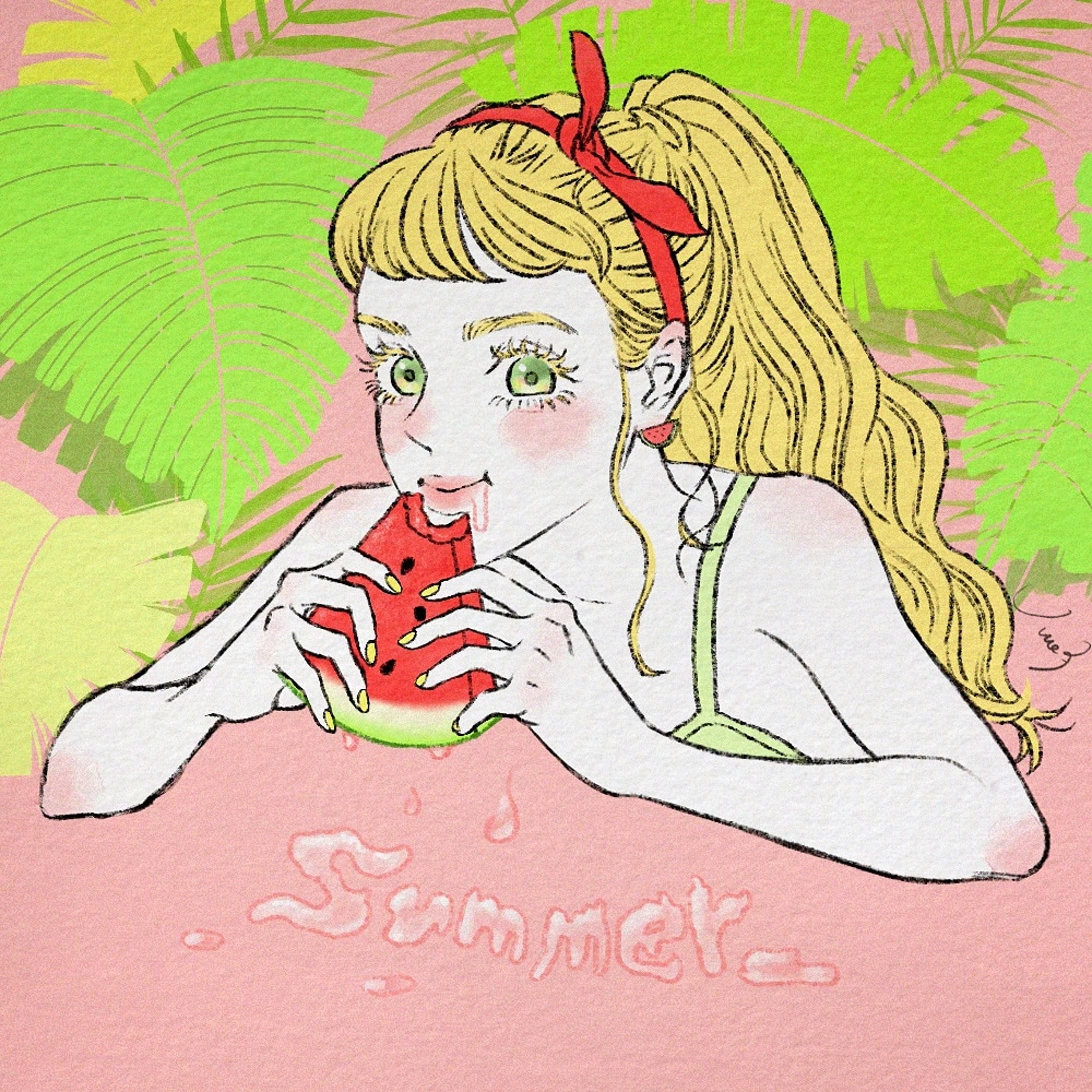 スイカむさぼりガール-1
