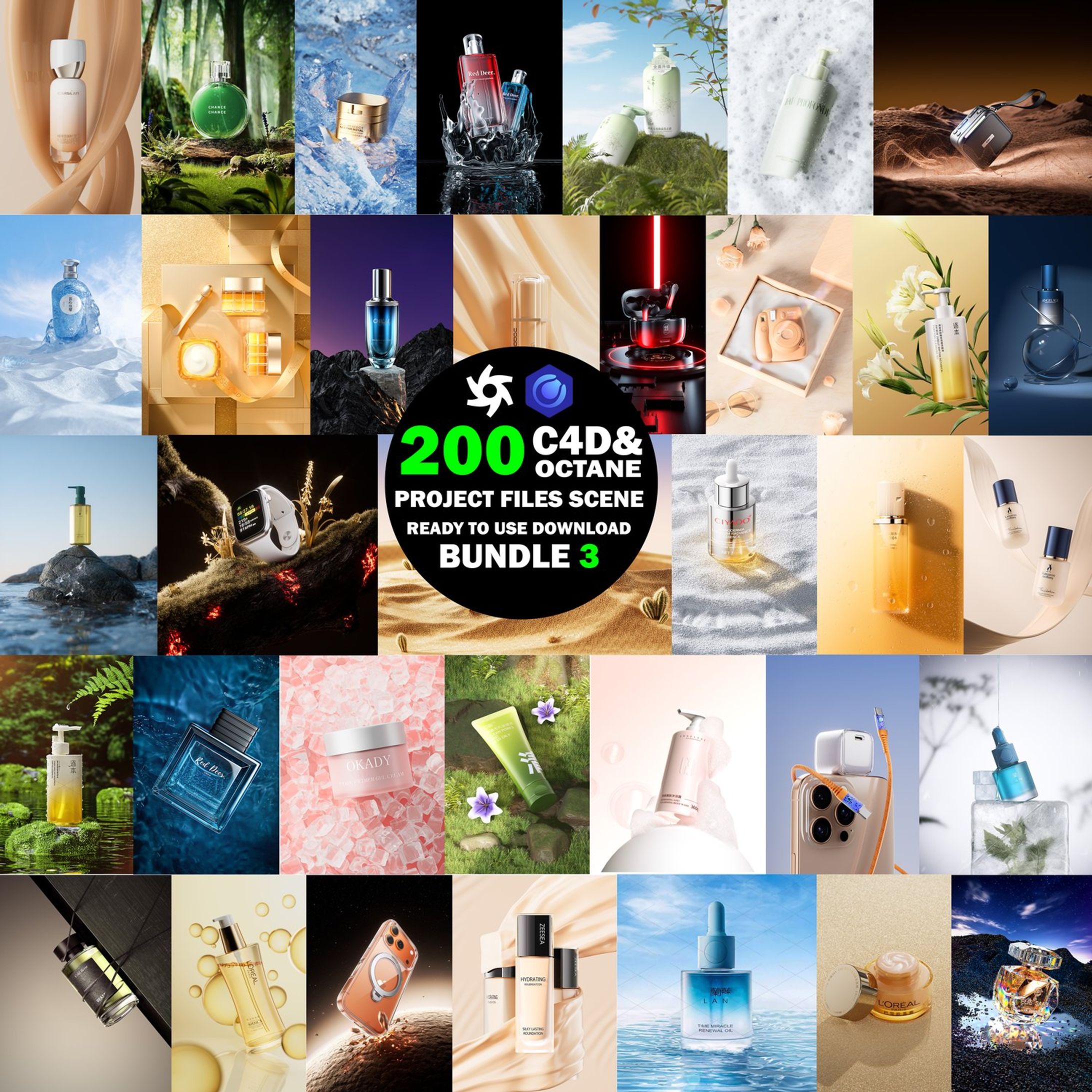 C4D & Octane Bundle 3 200 project files-Free 2 Project files Animation Gift-1
