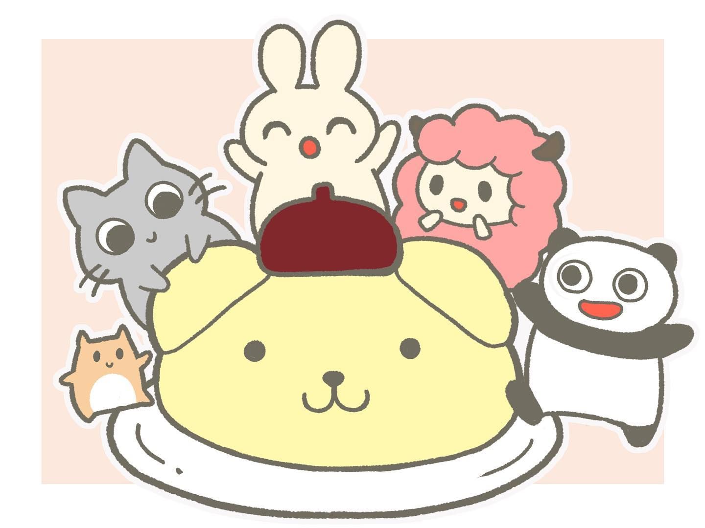 まめぷちシリーズ　ポムポムプリン　うさぎ　ねこ まめぷちシリーズ ポムポムプリン うさぎ ねこ - メルカリ