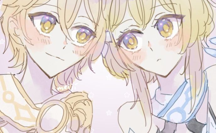 双子〜✨
🤍Aether and Lumine💛

#lumine #aether 
#luminegenshinimpact 
#aethergenshinimpact 
#genshinimpactfanart 
#genshinimpact