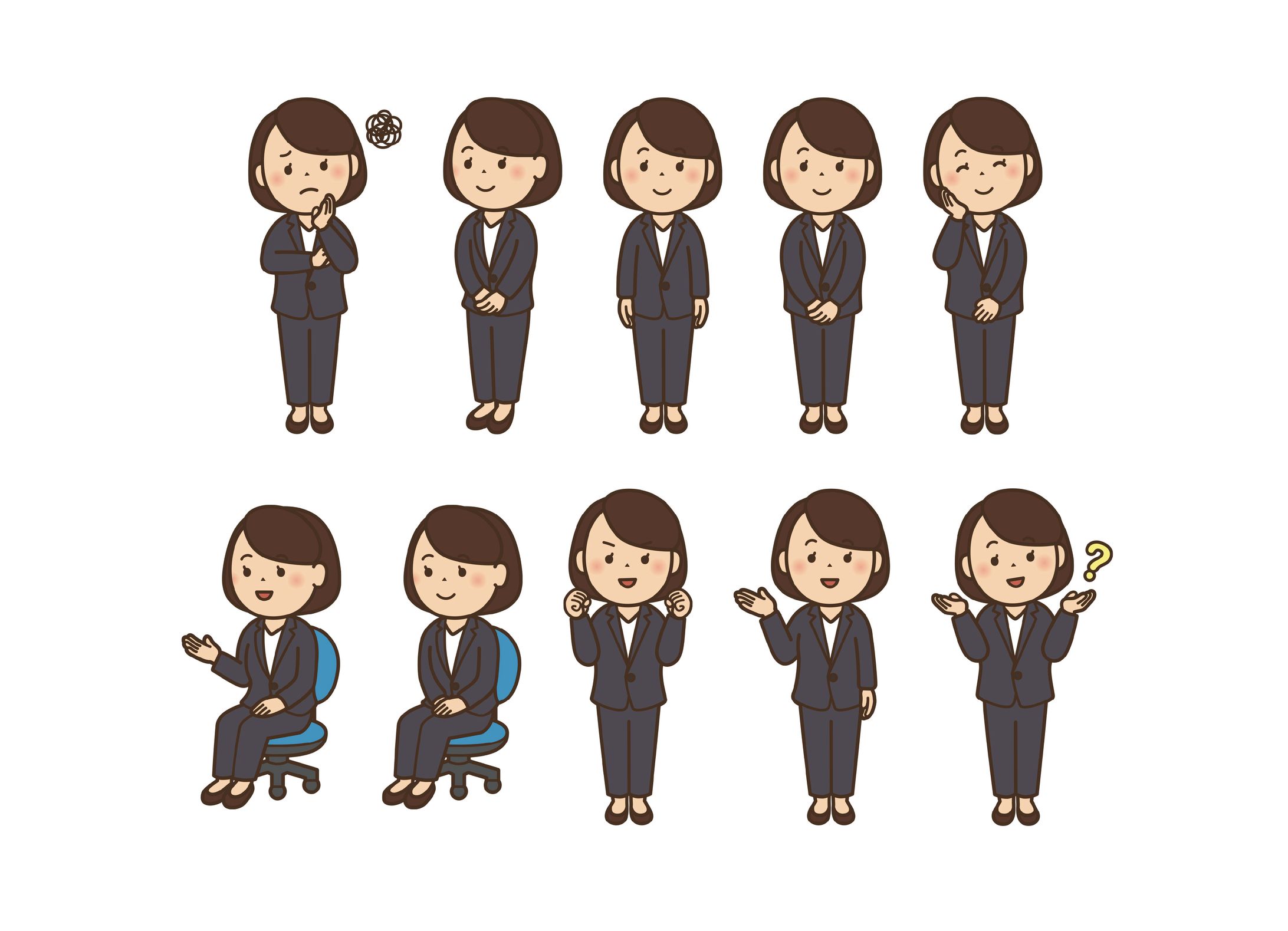 イラスト素材_ボブスーツお母さんシリーズ-1