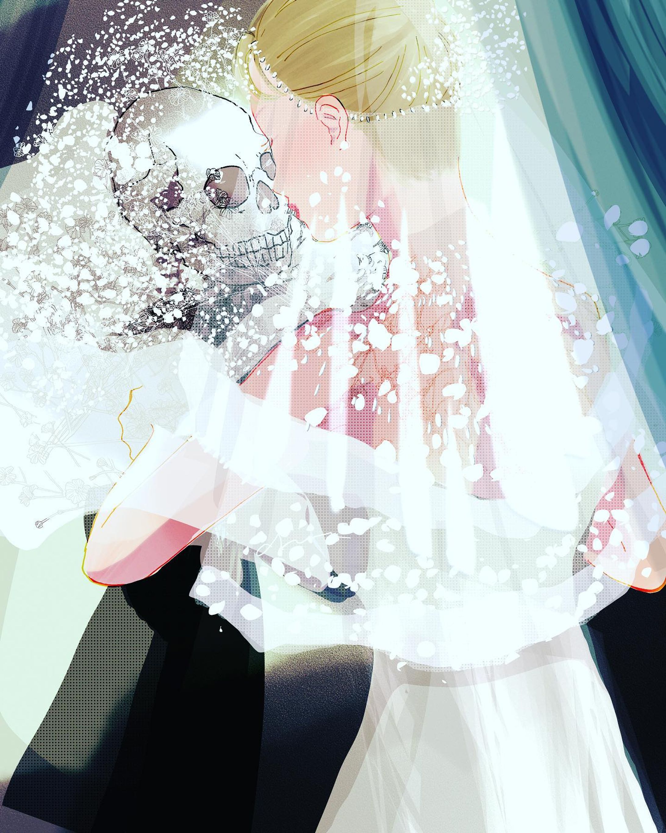 やめるときも　すこやかなるときも

everlasting love
thank you.

死が２人を分かつなんて　笑わせるわ。

----------🪻🪻--------🪻--

⬜︎6枚目→まるみさん👶

POPで不思議でかわいい世界を描く @suimaru88 まるみさんの900人+ａ春の花祭りに参加させてもらいました🪻🪷🌼🌸🌻🌹💐

2人のテーマは『かすみ草』
まるみさんの世界は、すごく色が明るくて、それがケンカしないで同調どころか最高な雰囲気になっているところが好きです。
不思議な生き物のあぷちゅも住んでいて(かわいいからフィードを見に行ってください)画面からエネルギーを貰えます🧡🏵️
あと、赤ちゃんをモチーフにされていることが多くて。それがすごくすごく愛おしい。
今回のコラボは『かすみ草』の花言葉、赤ちゃんの吐息からイメージしたと話してくれました👶💨♡
赤ちゃんのぷりぷりかつ、もっちりしたところがかわいくてたまらないです🤤
お花の質感も大好き🤍
詳しくはまるみちゃんのフィードをチェックしてください✨
コラボありがとうございました🙇‍♀️

よかったらコメント欄でお花咲かせてみてください🪻🪷🏵️🌷💐🥀🌻🌹🌼🌸🐽

#かすみ草 #赤ちゃんの吐息 #ありがとう #感謝 #尊敬 #コラボイラスト #kiss #iloveyou-1