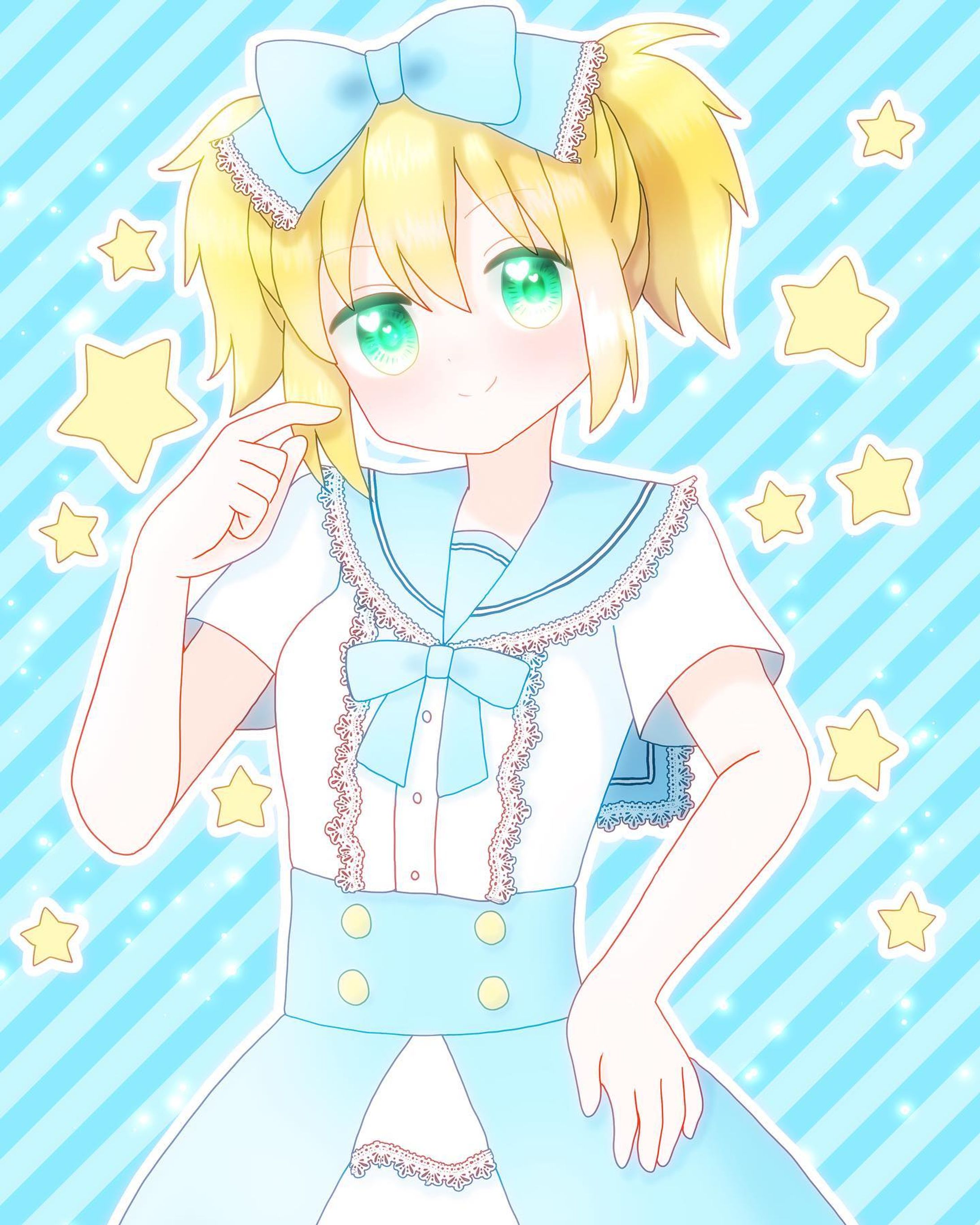 ⭐️ #イラスト　#お絵描き　#女の子　#illustration #illust #女の子イラスト　#デジタル　#デジタルイラスト　#デジタル絵　#オリジナル　#オリジナルイラスト　#オリジナル絵　#水色　#ツインテール　#セーラー服　#リボン　#ロリィタ　#ロリィタファッション　#ロリータ　#ロリータファッション-1