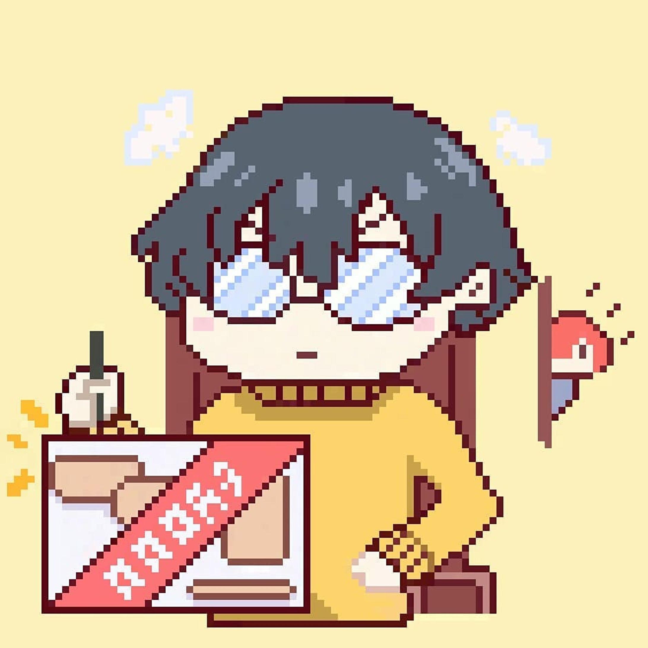 Pixelated version of my previous work..it looks more angry now lmao
.
.
.
.
.
#pixelart #IbispaintX #digitalart #beepblopocs #illustration-1