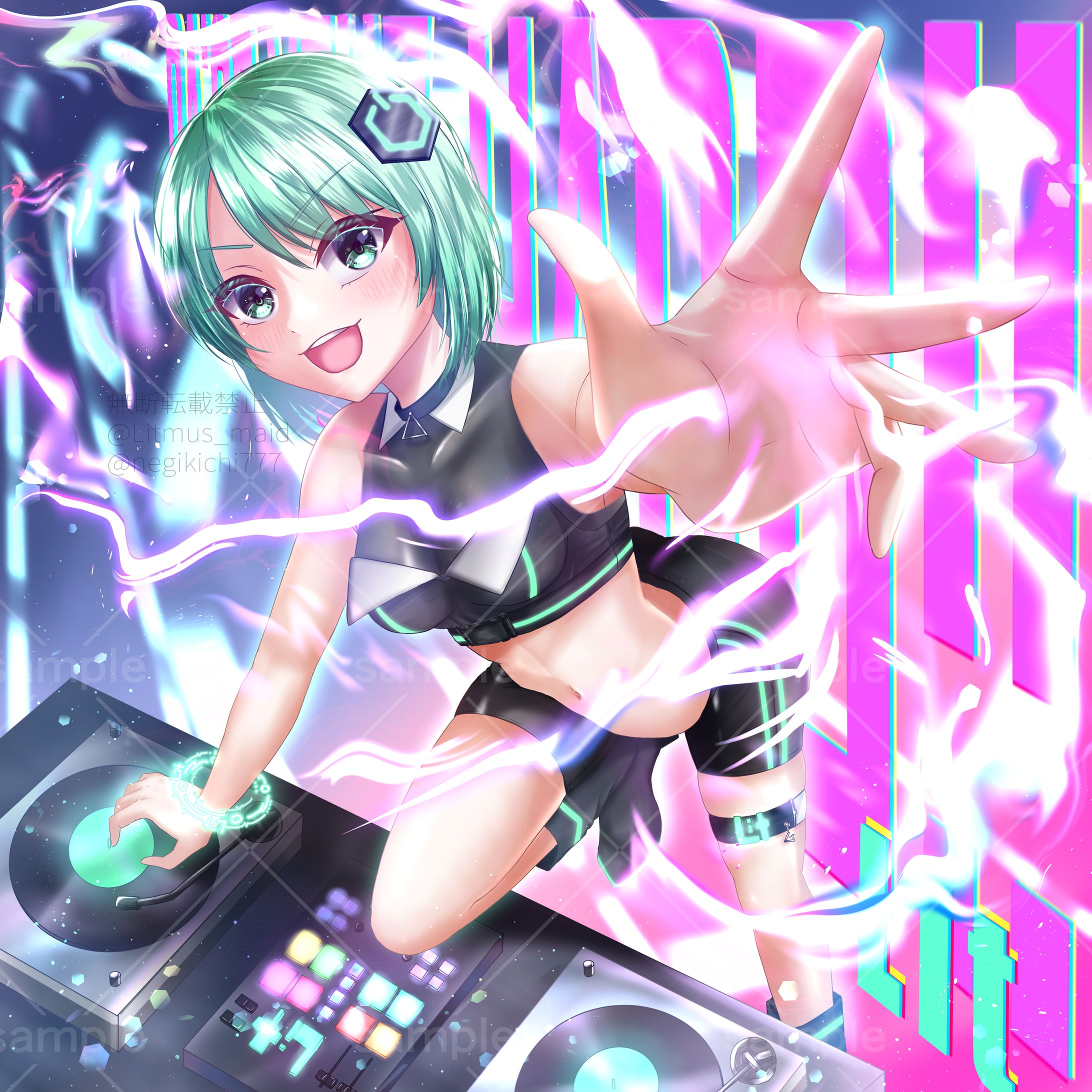 Lit様オリジナル楽曲「RAISE YOUR HAND!!」ジャケットイラスト-1