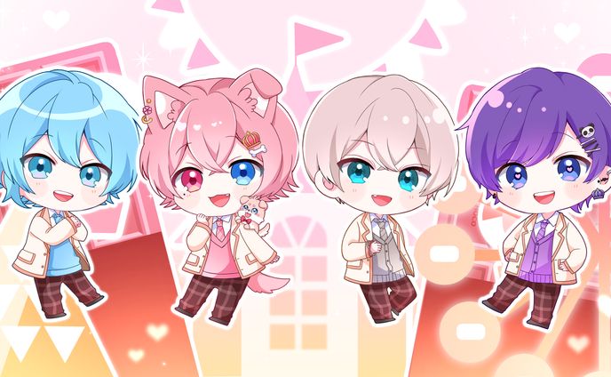 もかくん。様×ゆてる様×えーくん。様×にあ様　「チョコレートはんぶんこ」　歌ってみた動画用イラスト