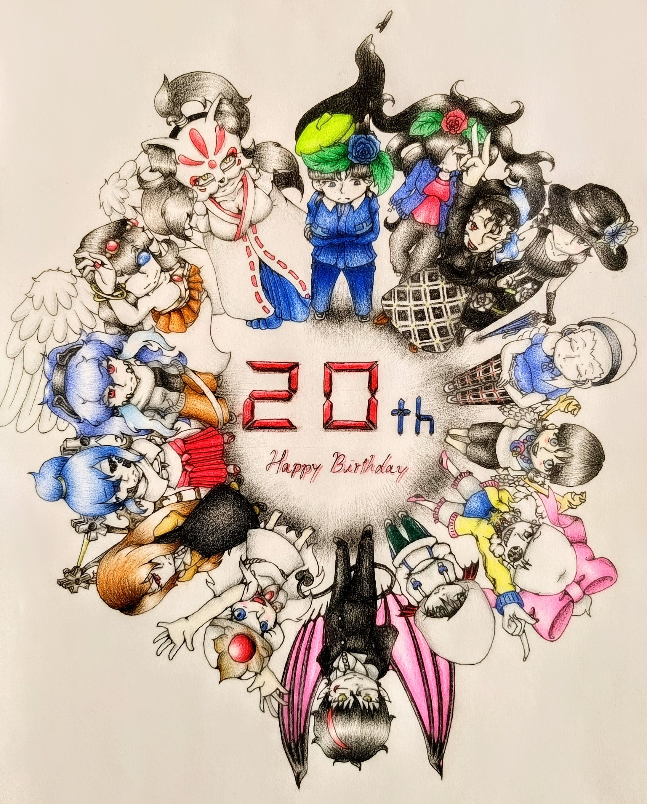 管理者誕生日イラスト(色鉛筆)-1