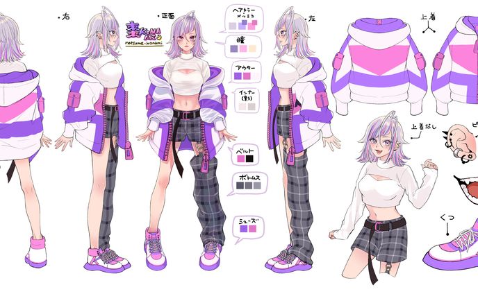 キャラデザ＋四面図(ご依頼物)