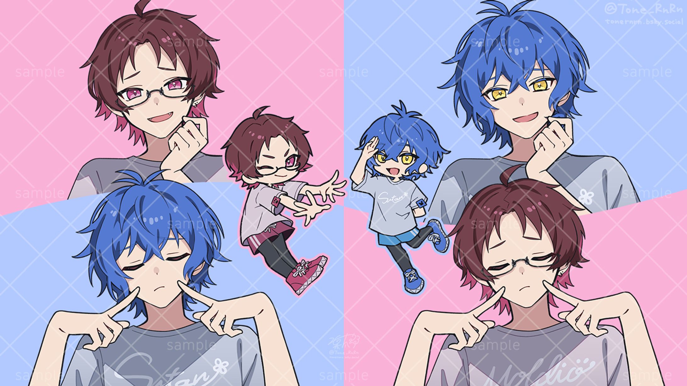 スタンガン＆もるでお様▶歌ってみた動画『オーバーライド』イラスト-1