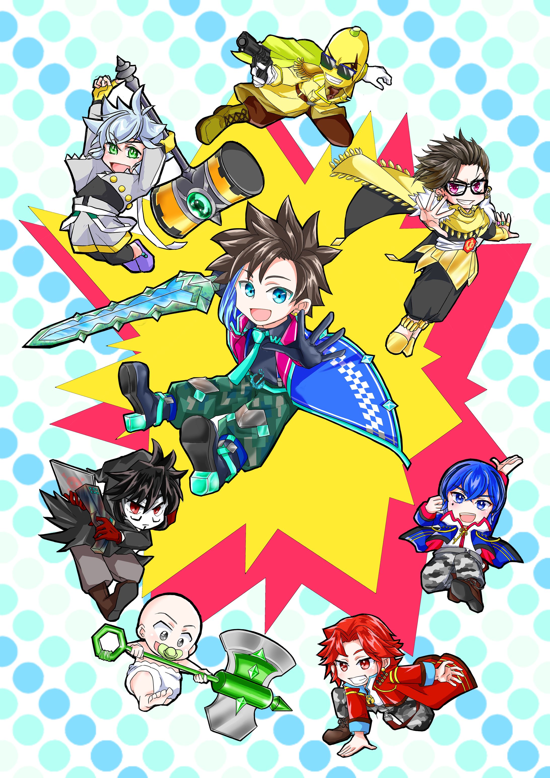 ミニキャラ　オールメンバー 絵柄-1