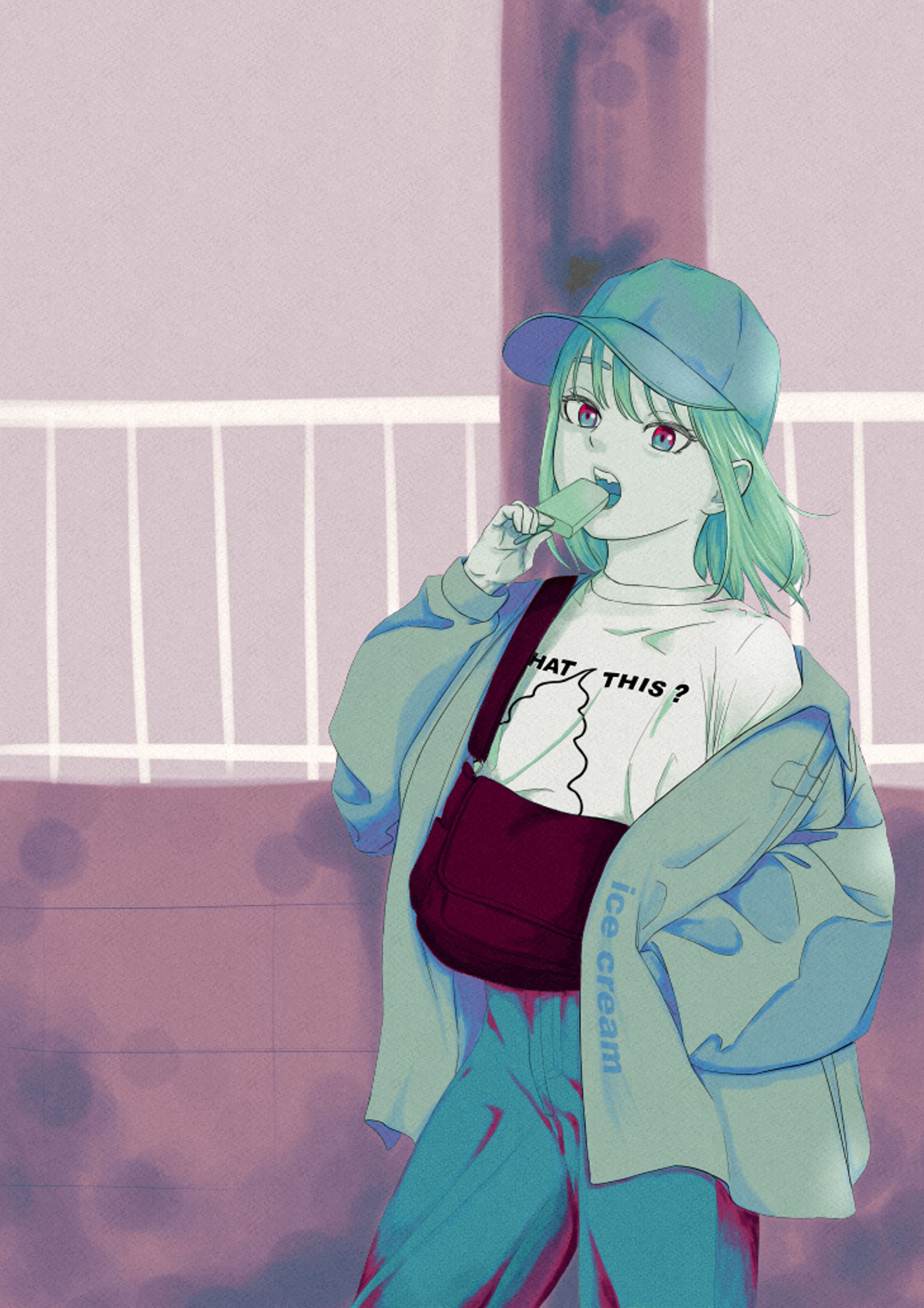 アイスを食べる女の子-1