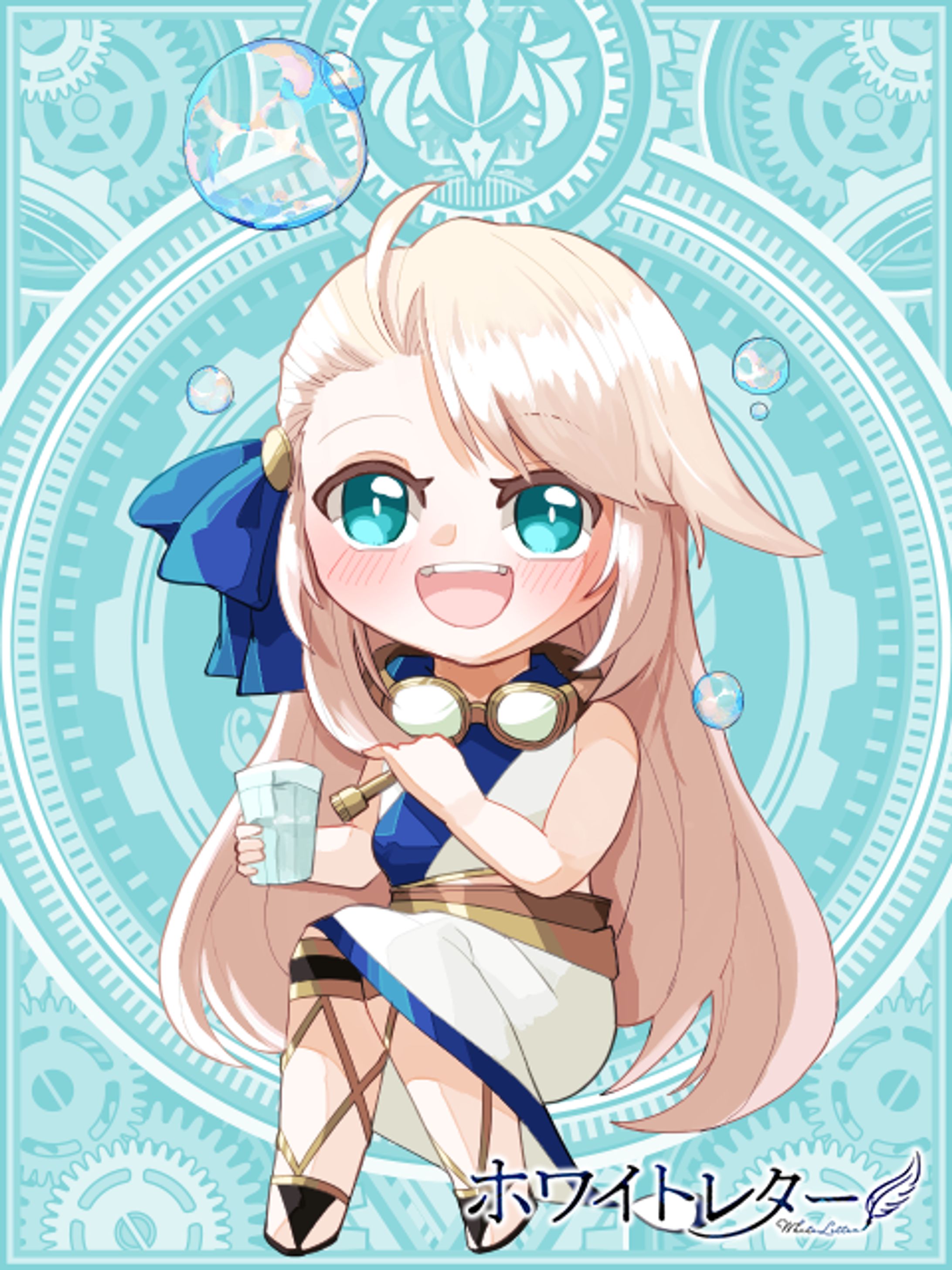 シャボン玉を吹く少女（デフォルメ）-1