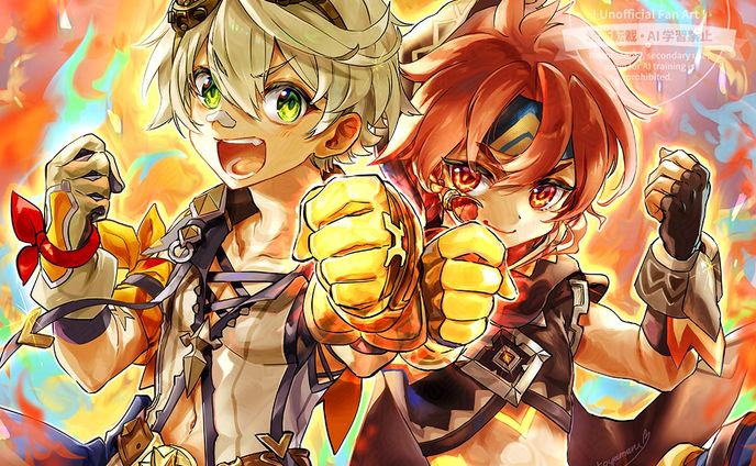 【ファンアート】原神ベネット＆シュバランケ