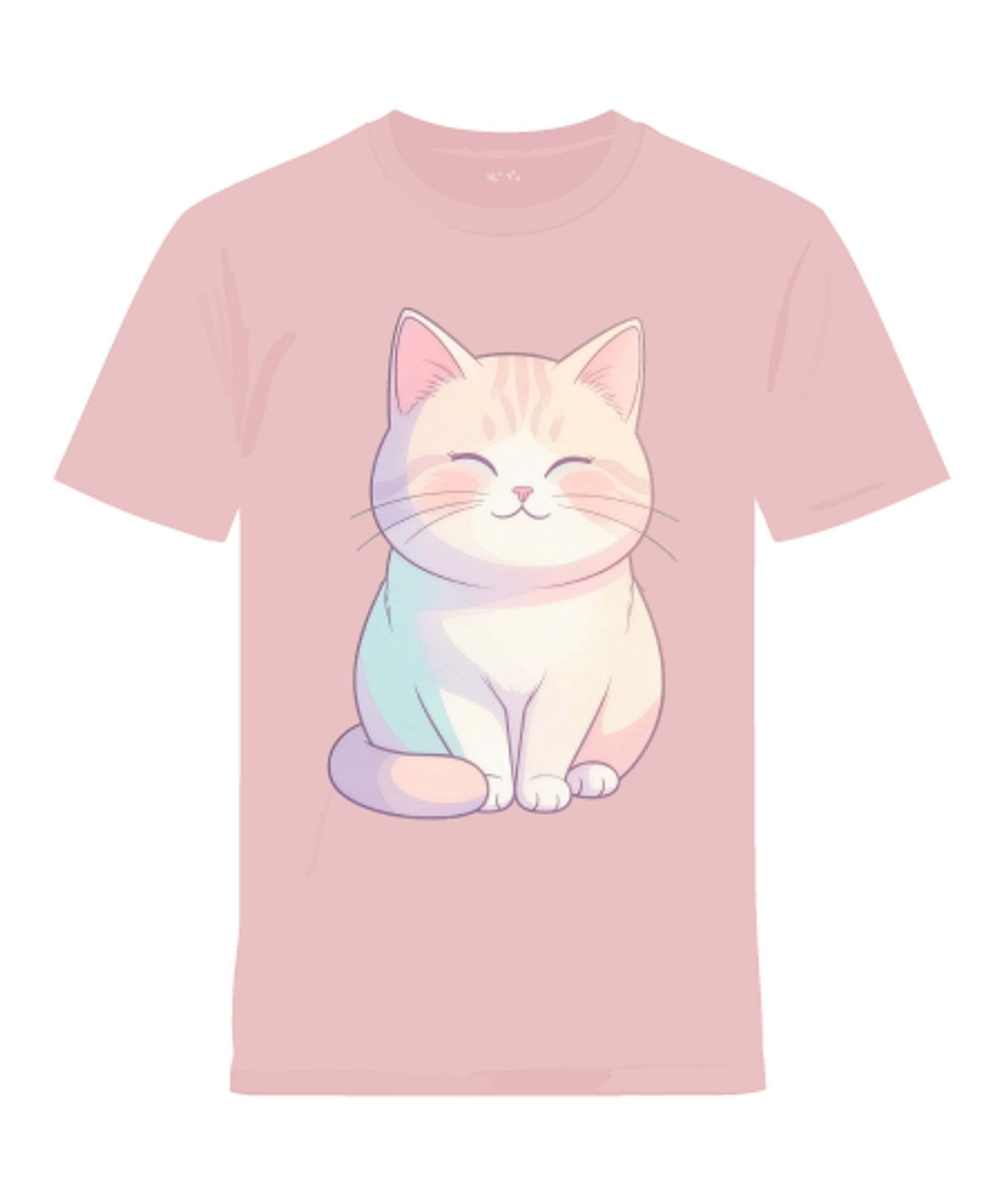 幸せそうな猫のイラスト・やさしいパステルカラーのキュートデザイン-1