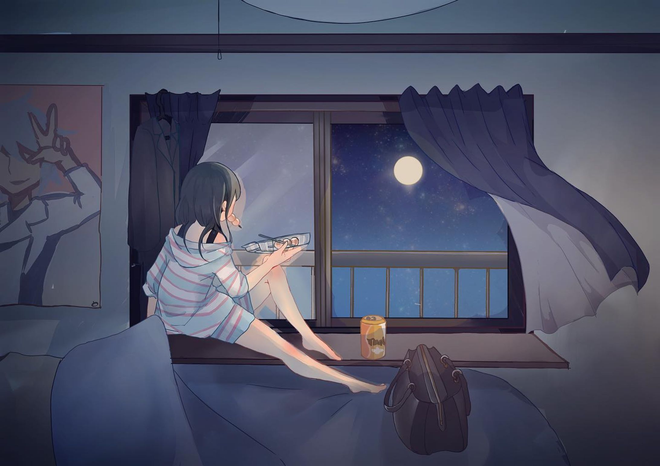 #イラスト
#illustration #art 

#満月
#女の子イラスト-1