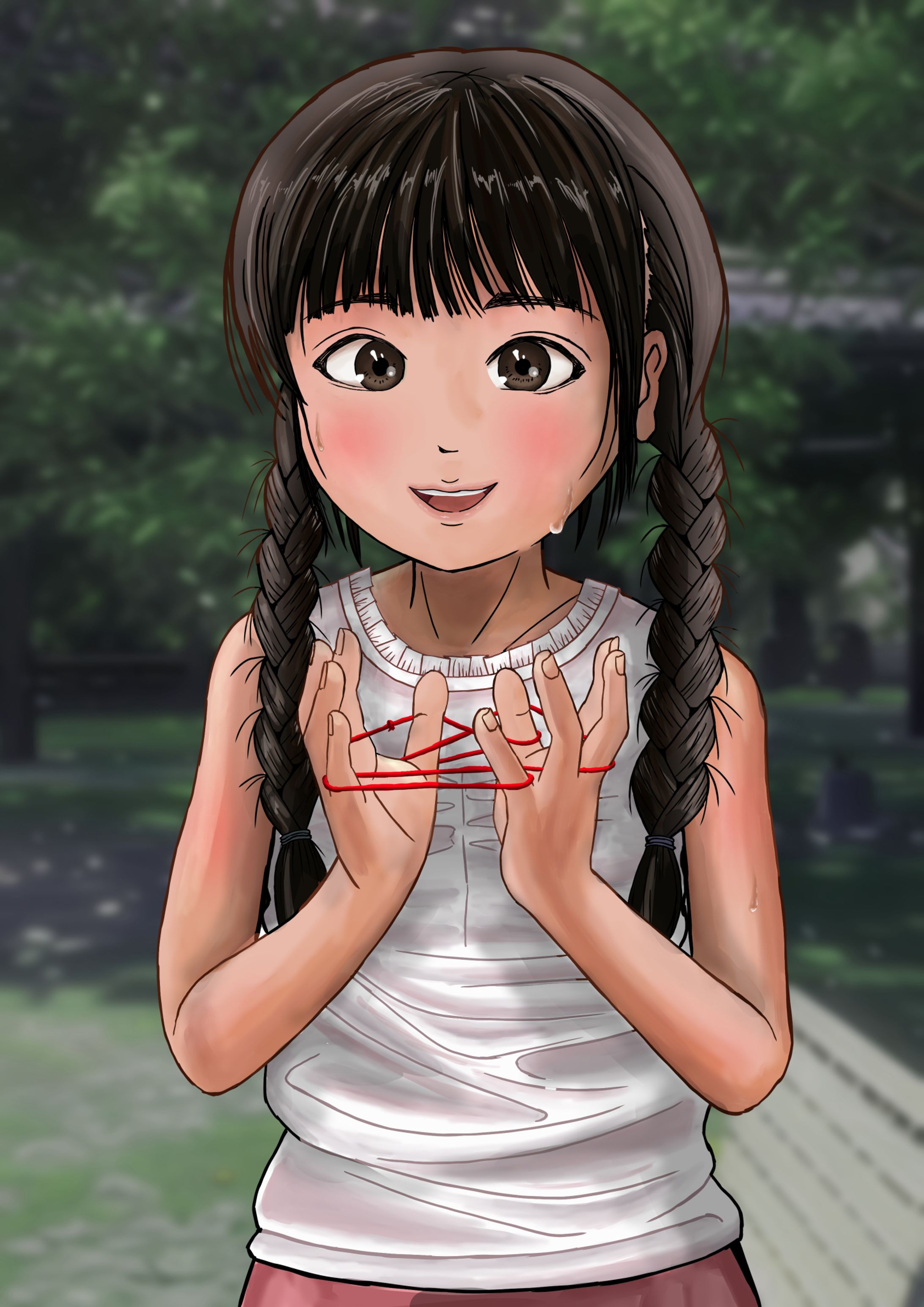 あやとりをしたいと嘆願する少女-1