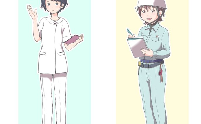 人物イラスト（簡易背景）