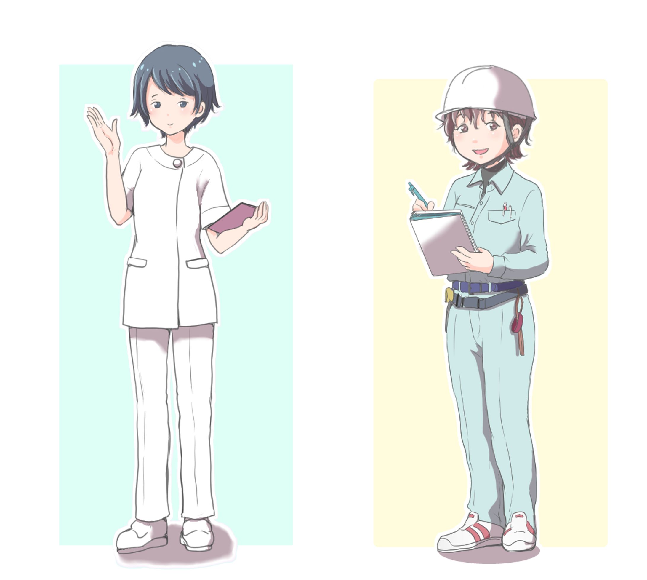 人物イラスト（簡易背景）-1