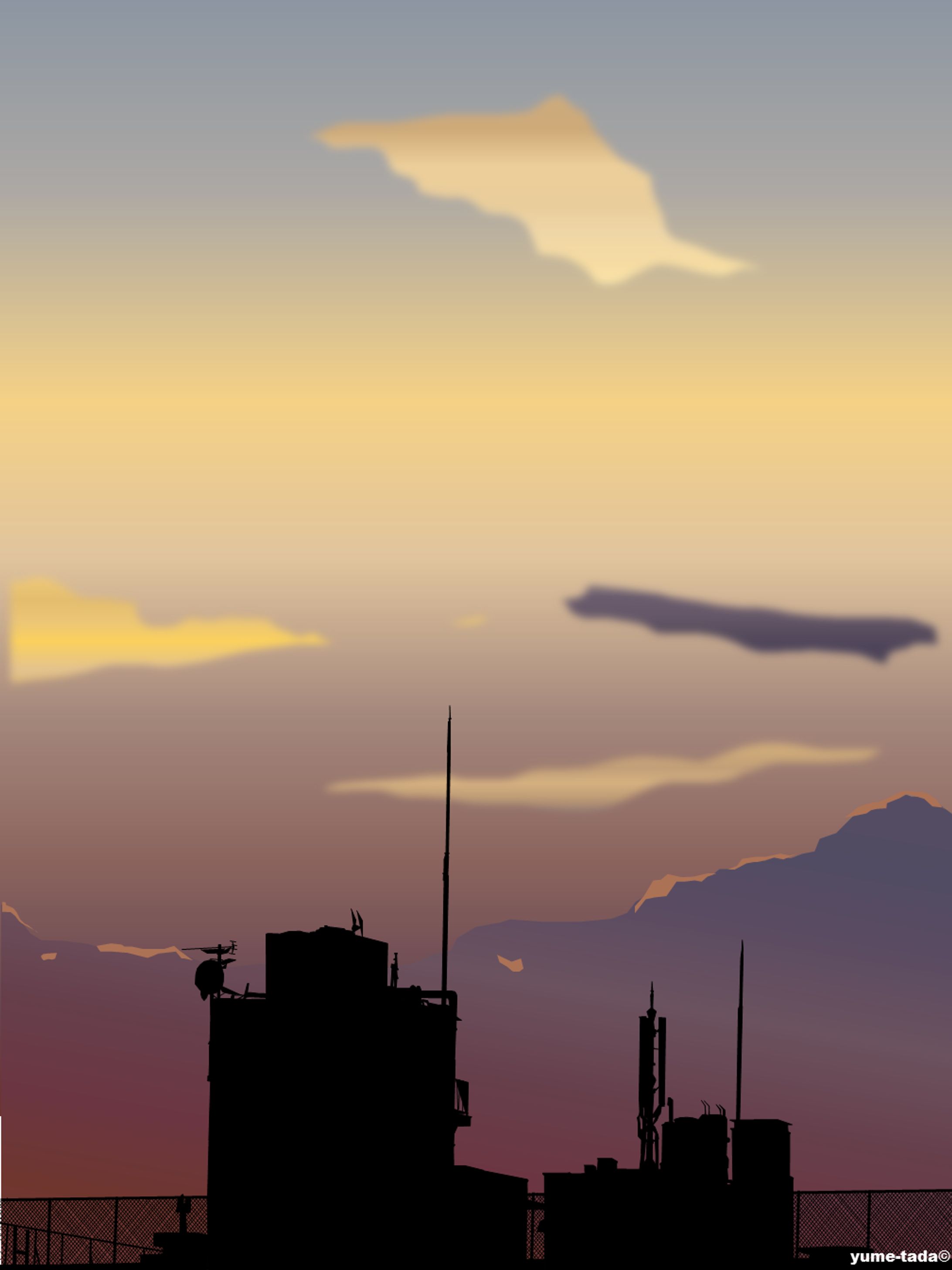 ビルの向こうの夕焼け【Sunset over the building】-1