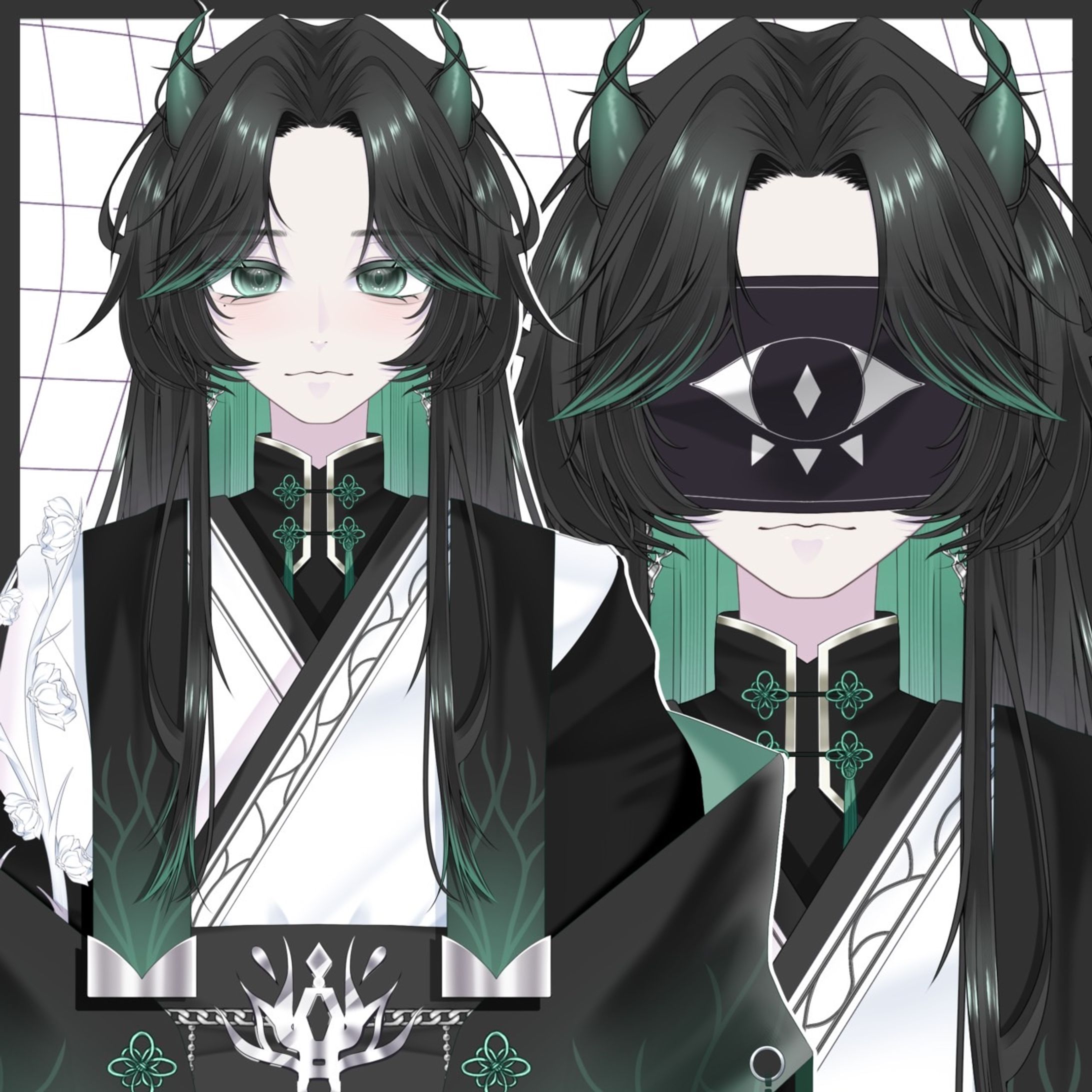 龍×緑の子/パーツ分けイラスト-1