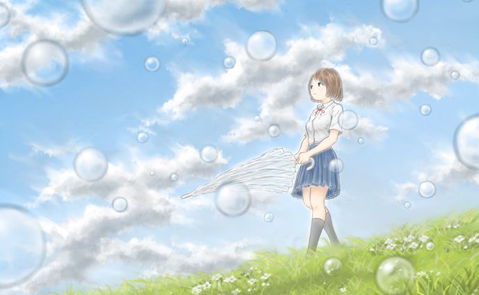 【イラスト】雨上がりの少女