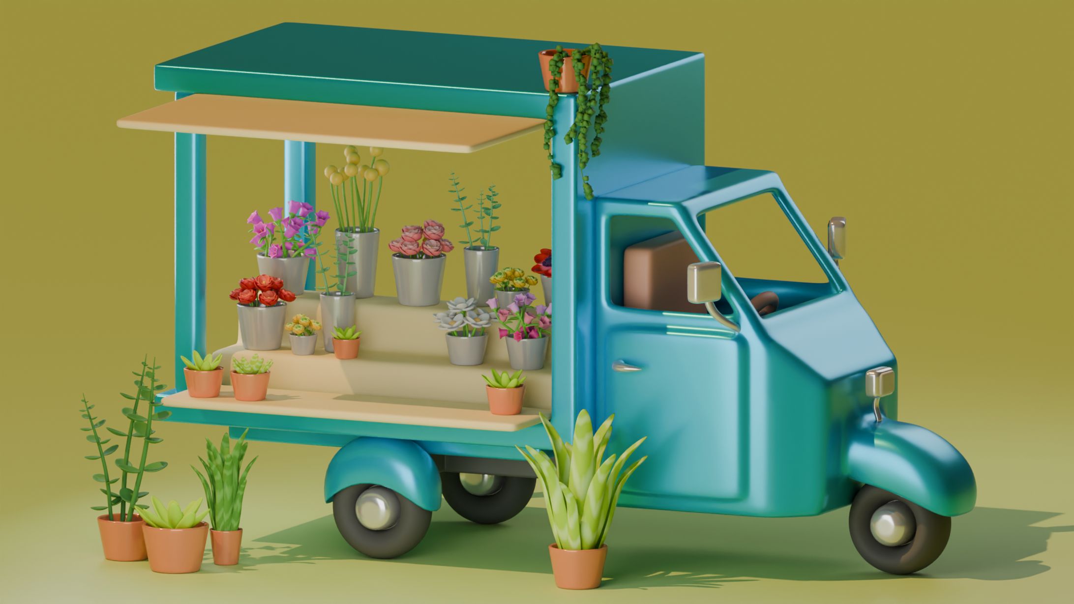 花屋のトラック-1