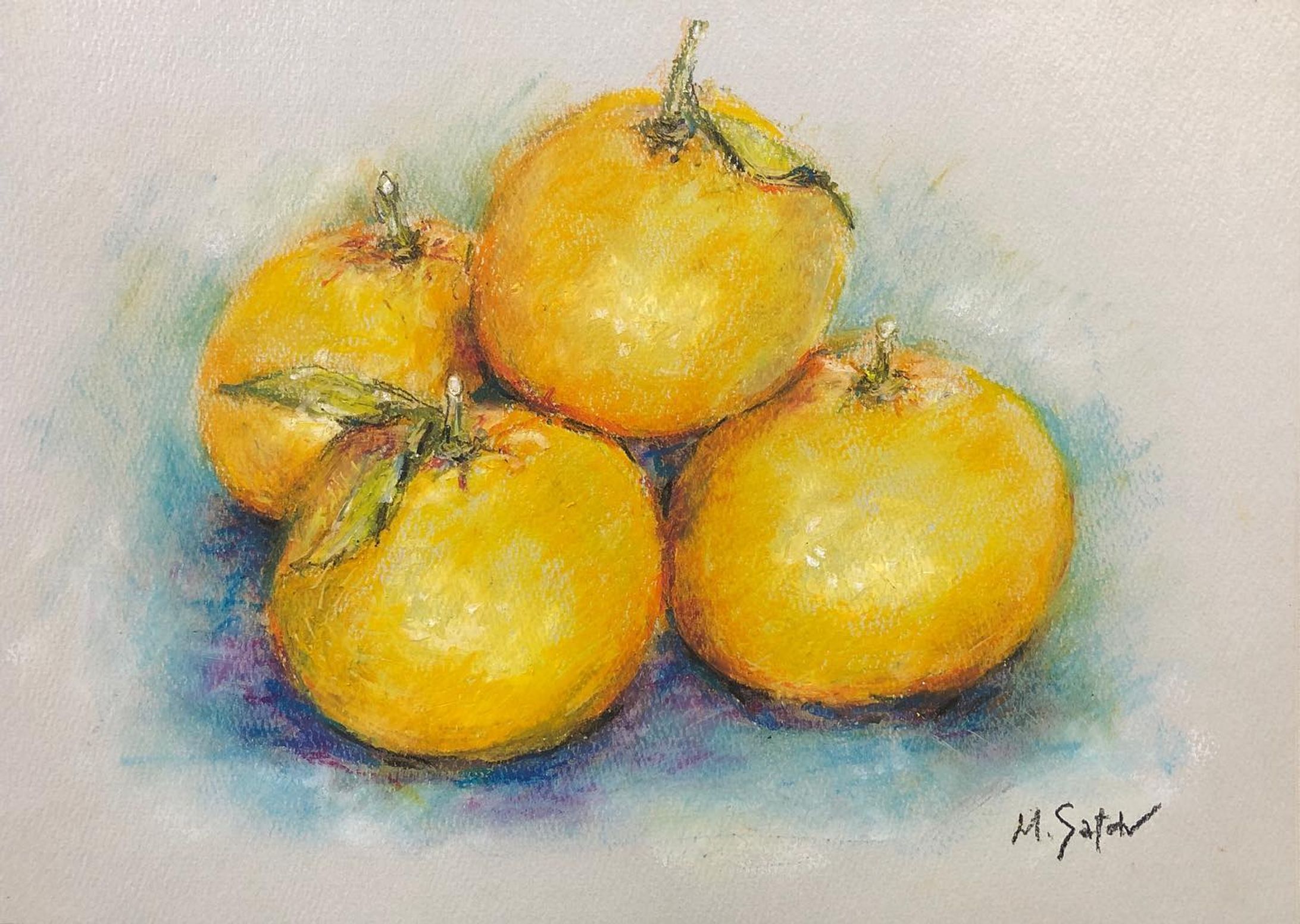 「八朔」
オイルパステル　Museパステル紙　F4

#静物画 #果実 #果物 #八朔 #はっさく #オイルパステル #stilllife #fruit  #oilpastel #hassaku #citrushassaku-1