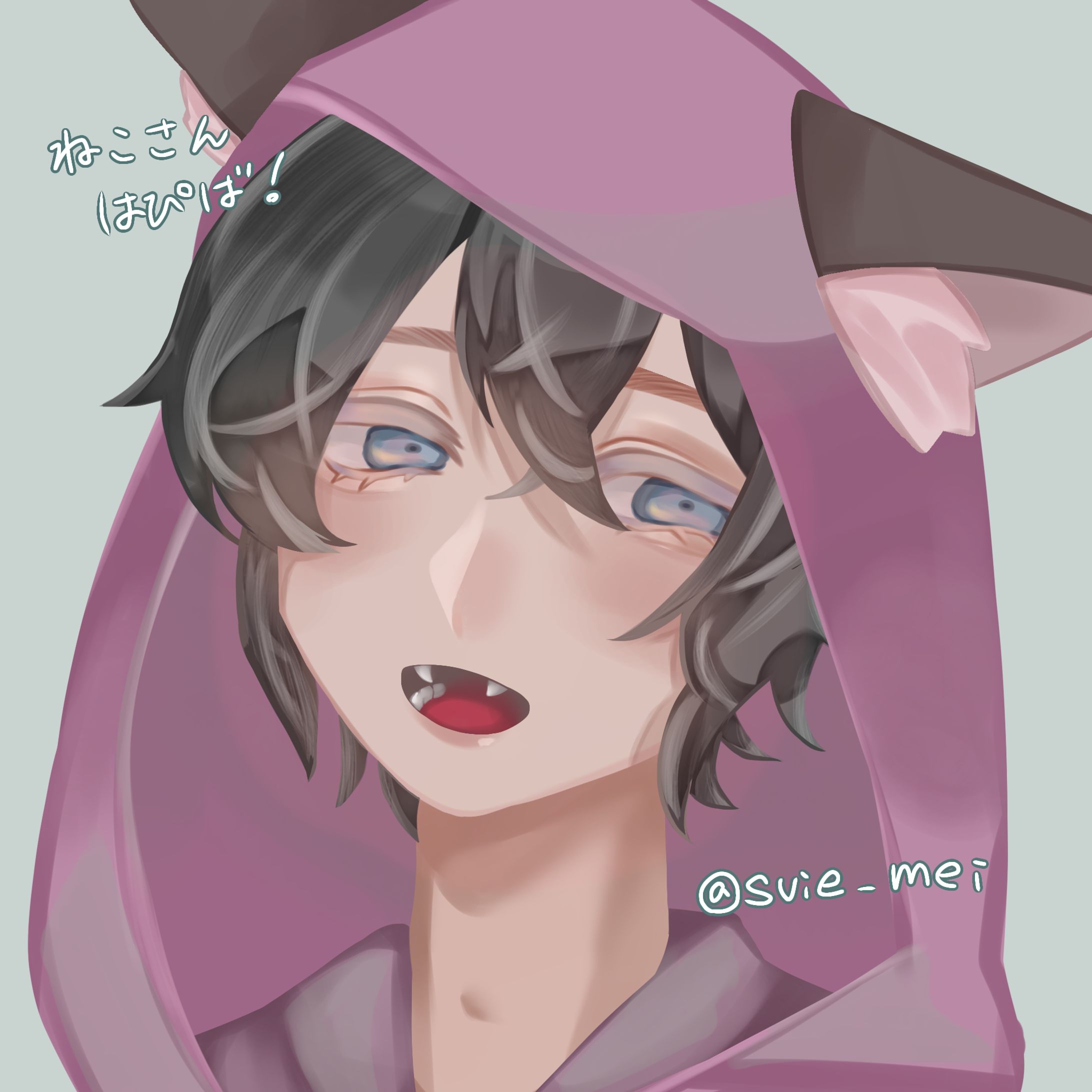 寝起きのねこさん誕生日絵-1