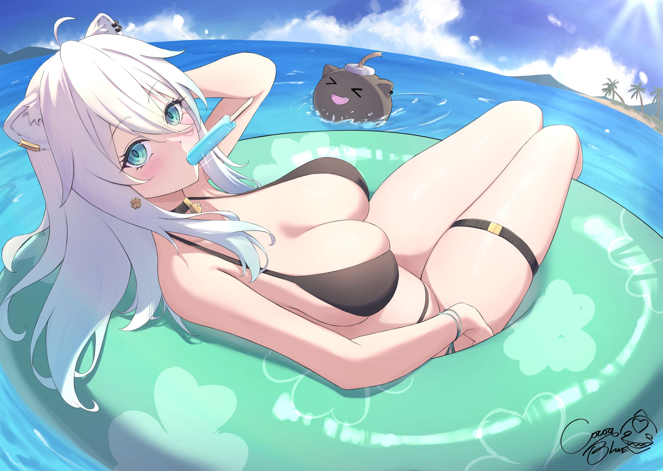 【二次創作】獅白ぼたんC106水着イラスト-1