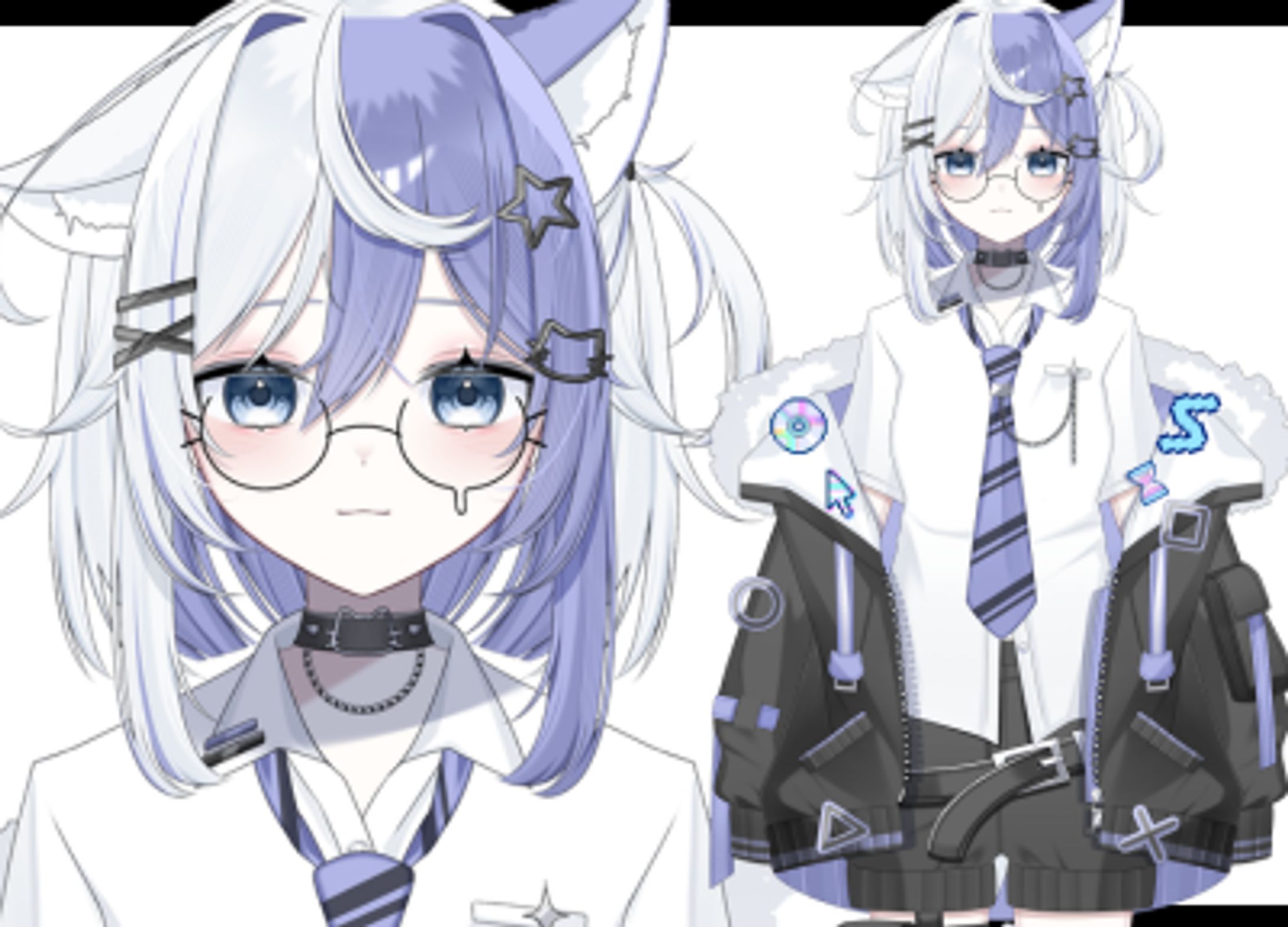 ゲーマー猫ちゃん/パーツ分けイラスト-1