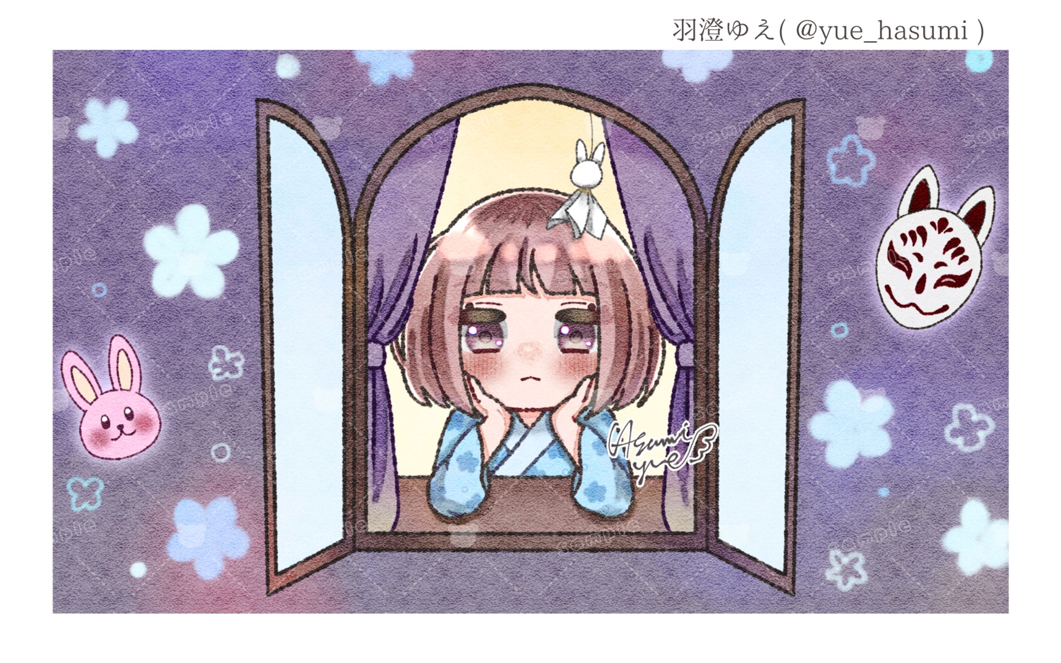 佐倉あまね様 デジタルグッズイラスト(キーワード背景)②-1