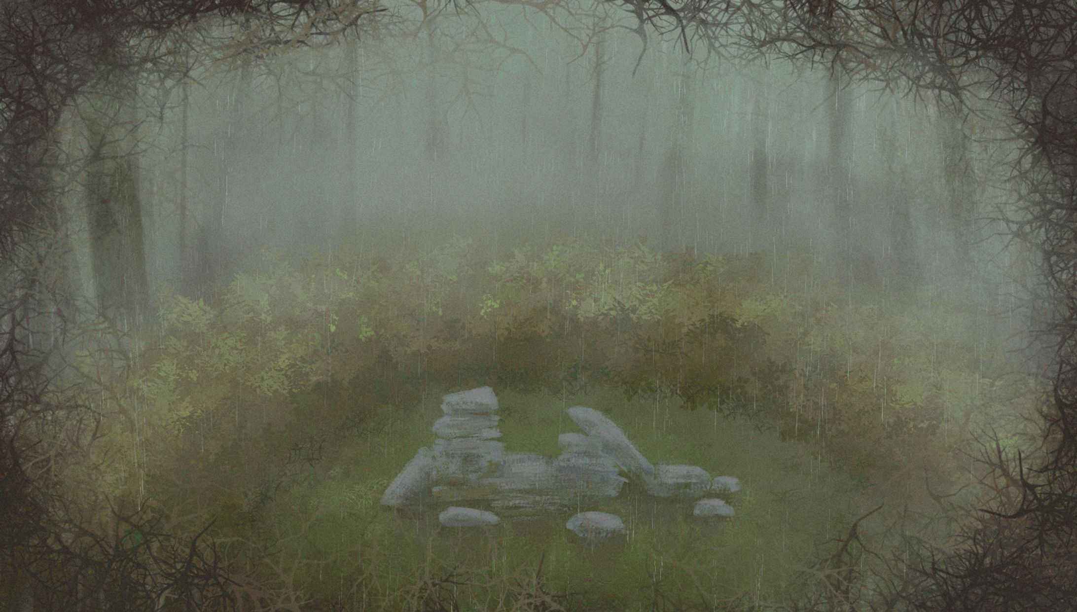 森の中の荒廃した祠-1