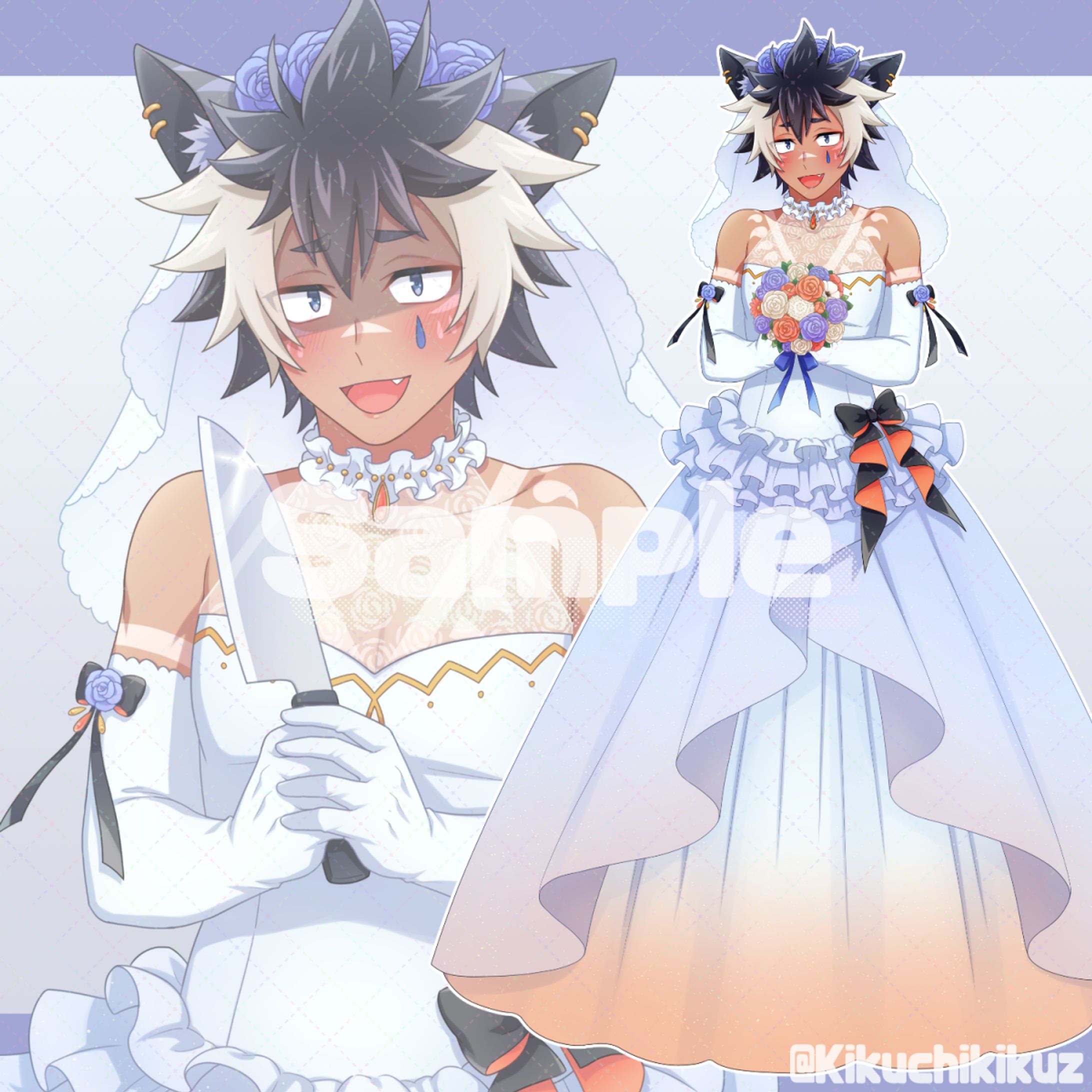 【立ち絵】ウエディングドレス衣装／灰描咬牙様-1