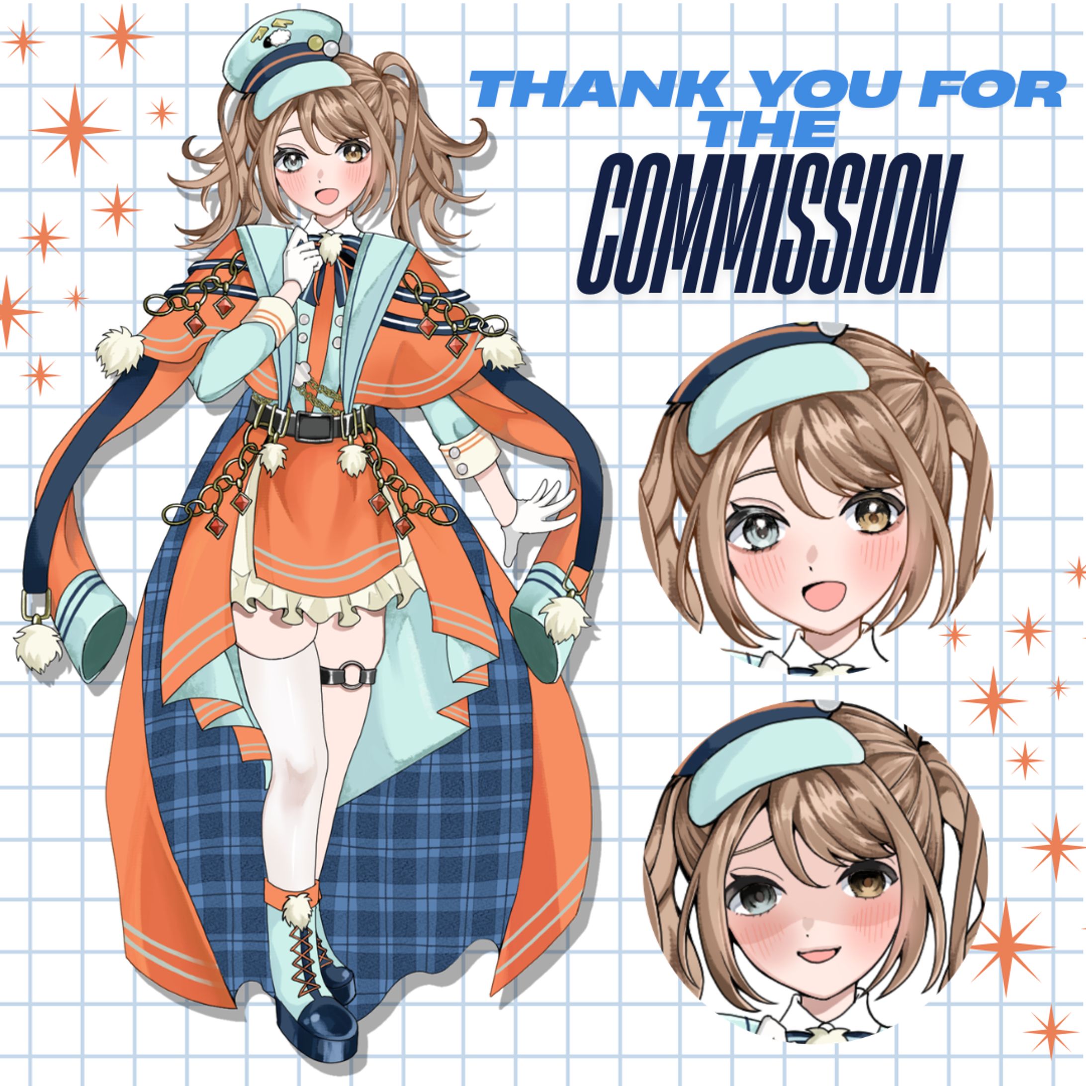 【commission】Vtuber立ち絵＋表情差分2種-1
