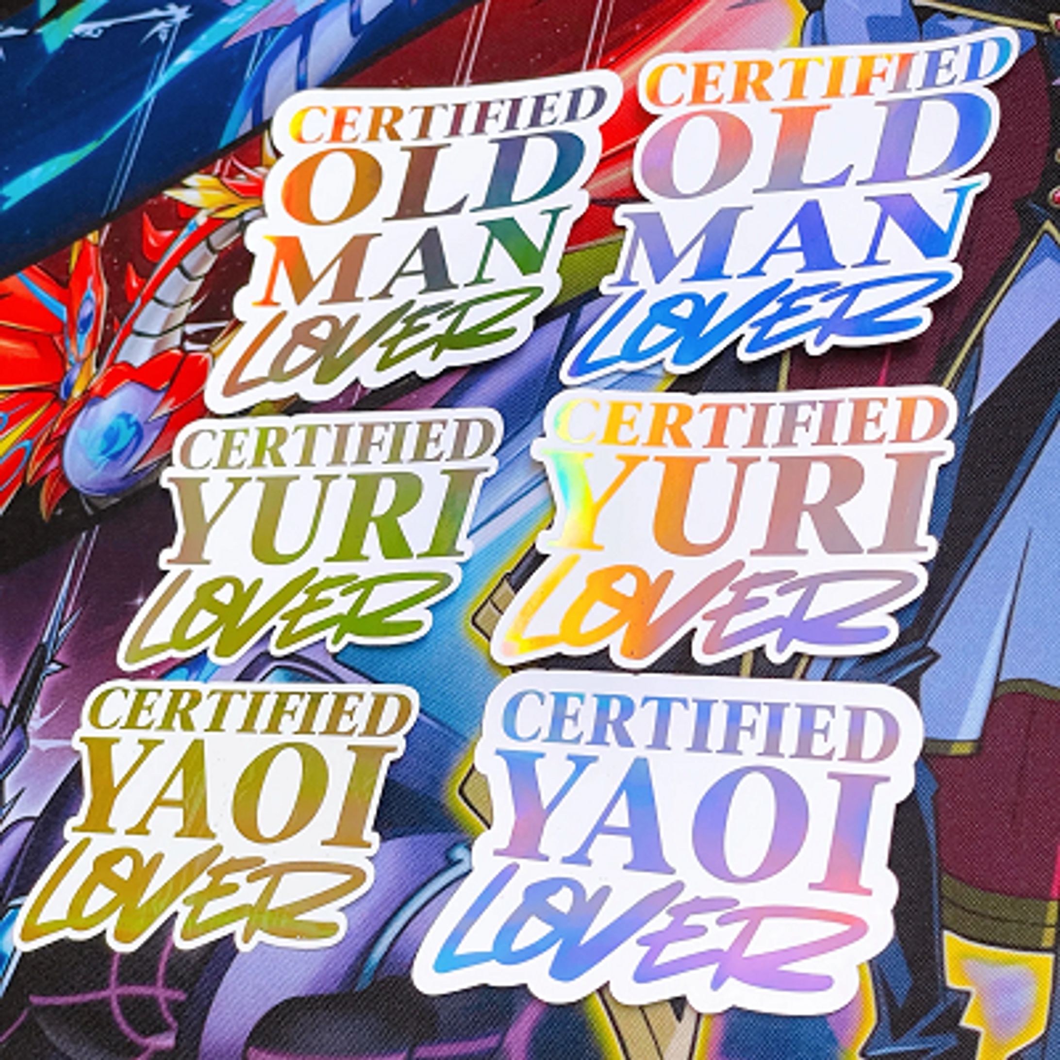 Certified Yaoi/Yuri/Old Man Lover foil stickers-1