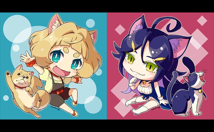 柴犬ちゃんとハチワレ猫さん
