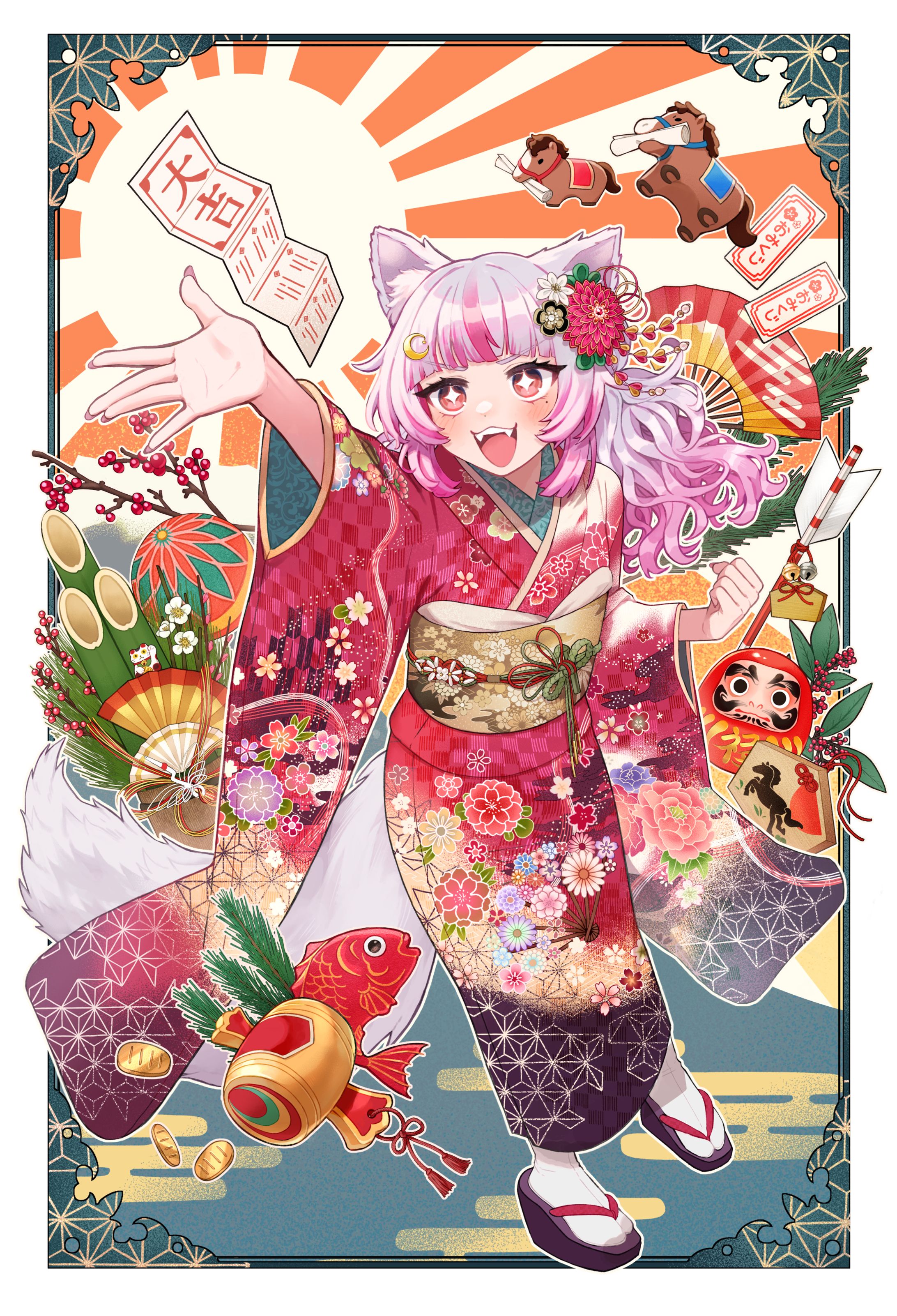 真神ハティ 正月グッズイラスト-1