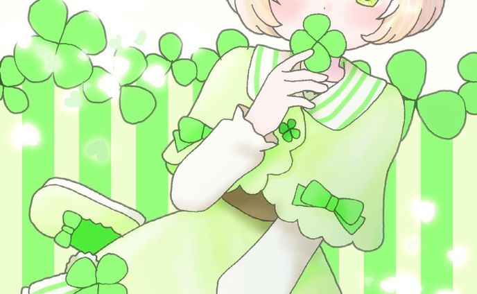 🍀🐞　#お絵描き　#イラスト　#illust #illustration #女の子　#女の子イラスト　#デジタル　#デジタルイラスト　#デジタル絵　#オリジナル　#オリジナル絵　#オリジナルイラスト　#クローバー　#てんとう虫　#ロリィタ　#ロリィタファッション　#ロリータ　#ロリータファッション　#花かんむり　#四葉　#四葉のクローバー