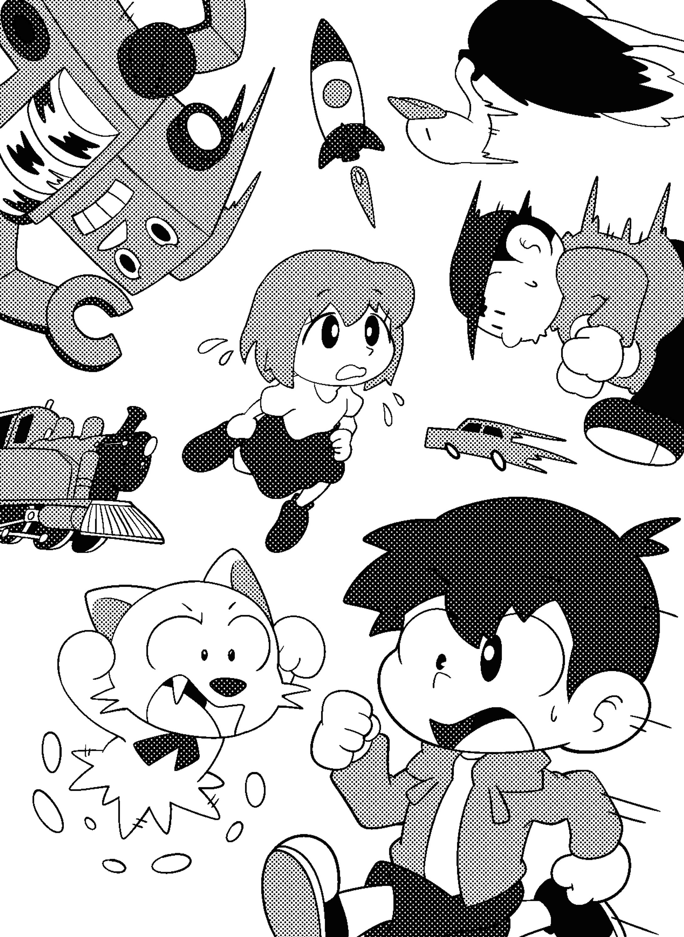 パズル雑誌 挿絵 走り回る-1