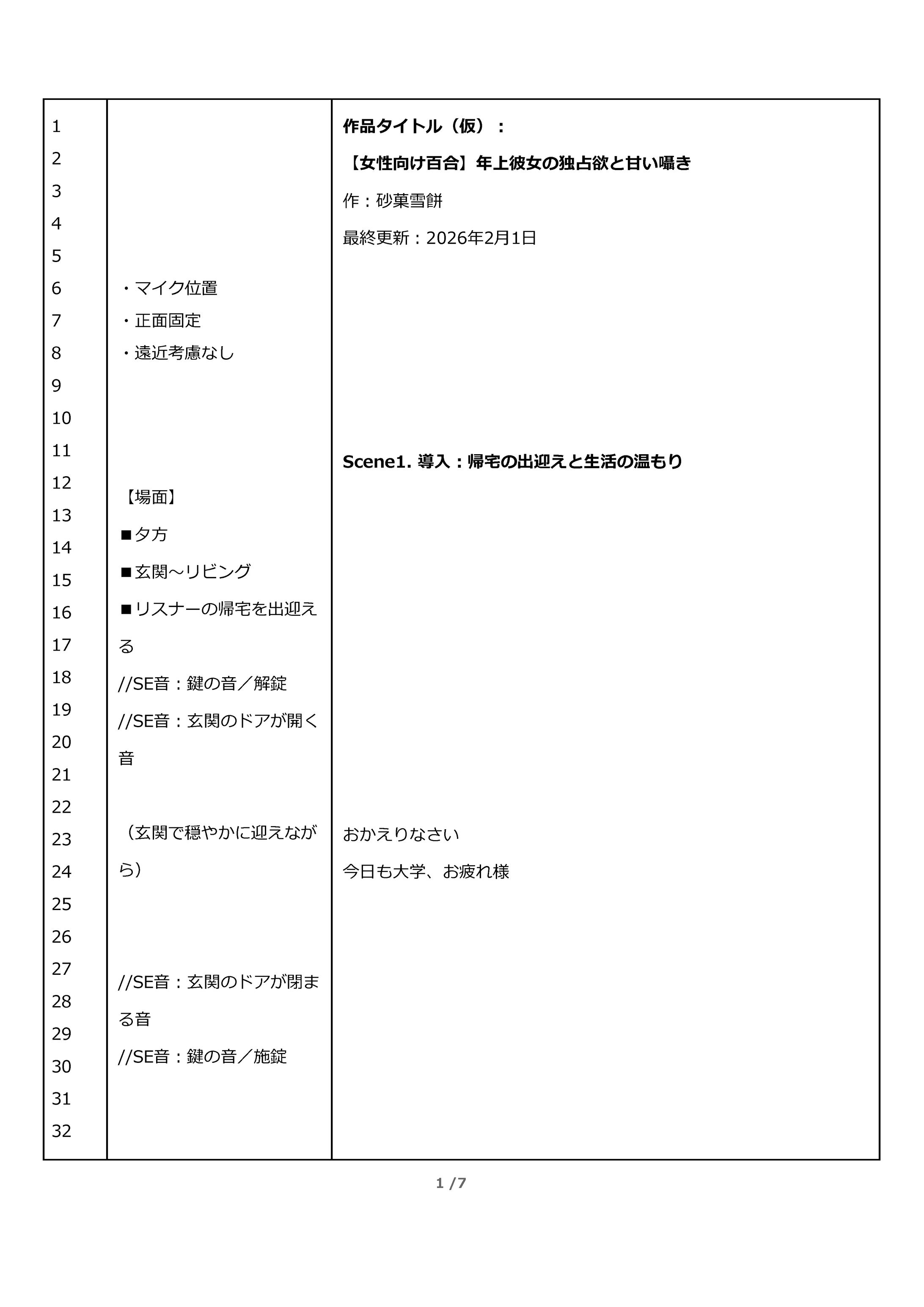 【台本】先輩彼女の独占欲と甘い囁き ト書き別横-1