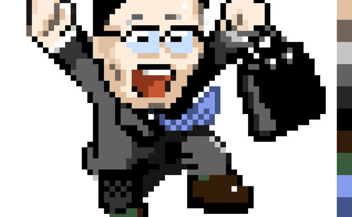 【ドット絵】滞空中のサラリーマン（秋吉）