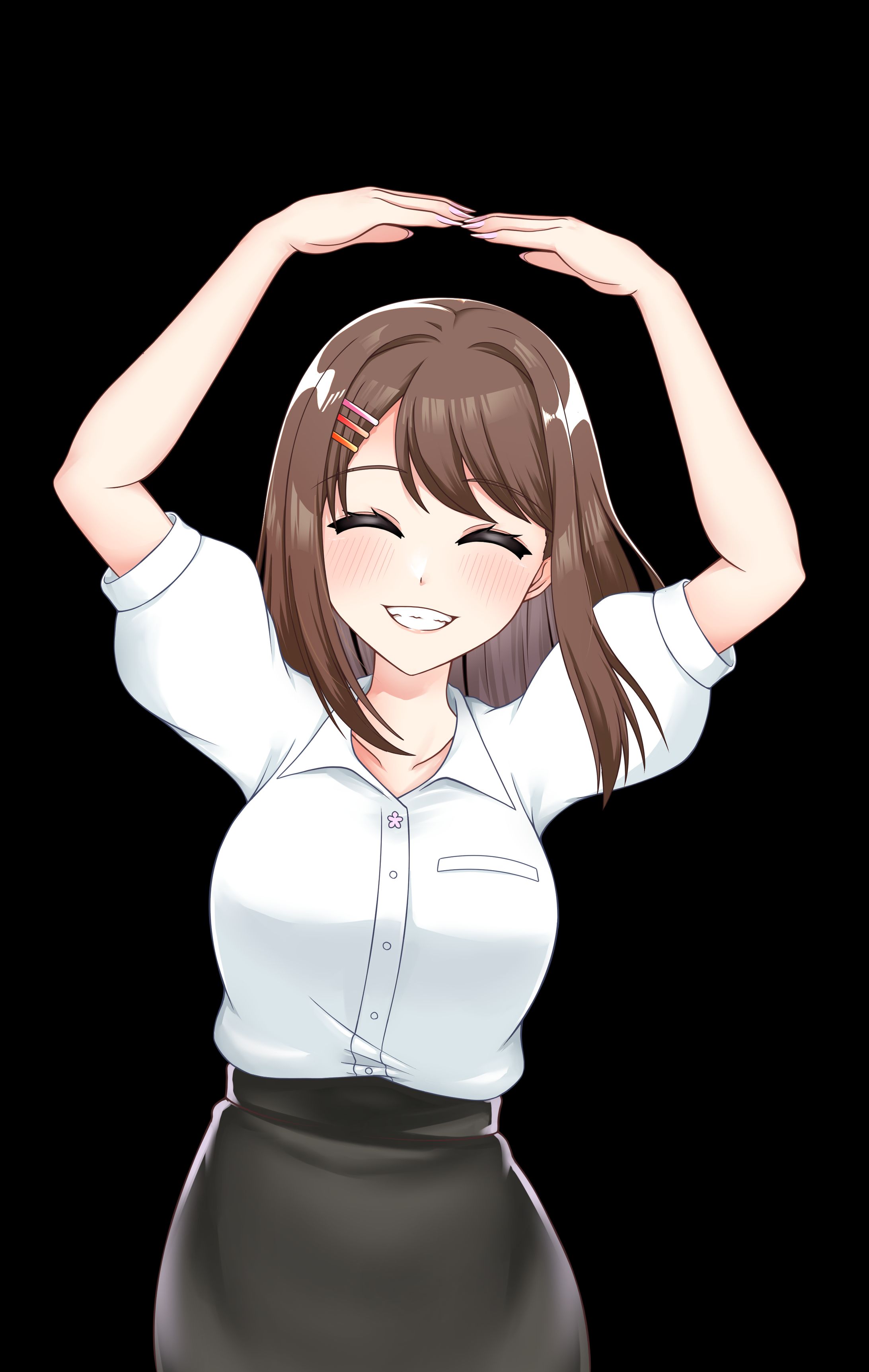 笑顔で丸を作るさくらちゃん-1