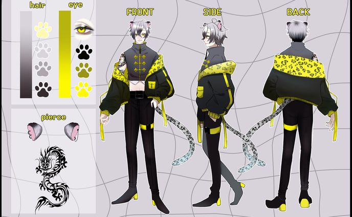 【三面図＆キャラデザ】白牙豹歌様