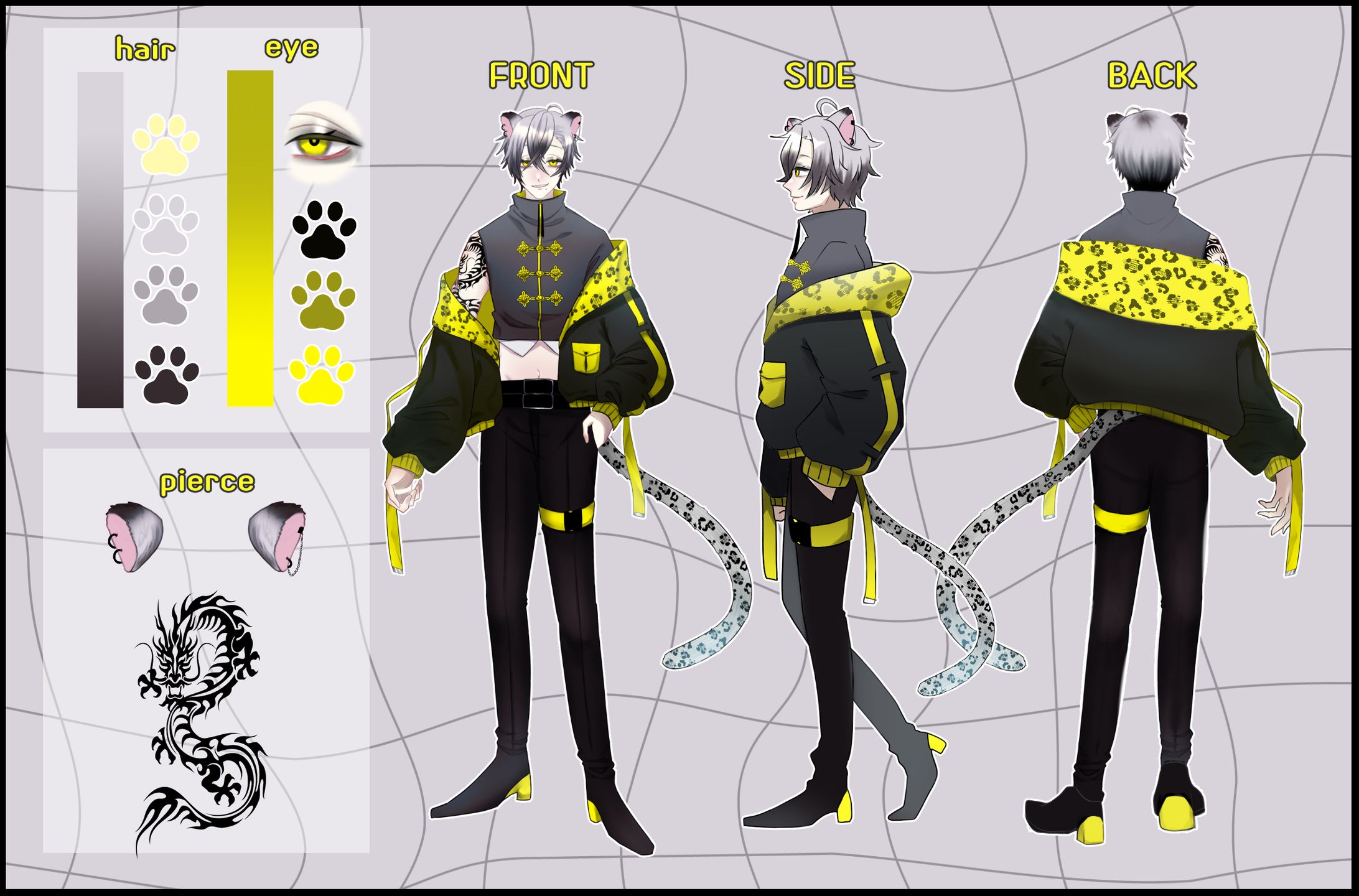 【三面図＆キャラデザ】白牙豹歌様-1