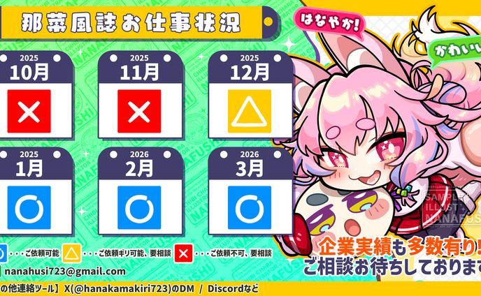 お仕事状況(2025/10/01更新)