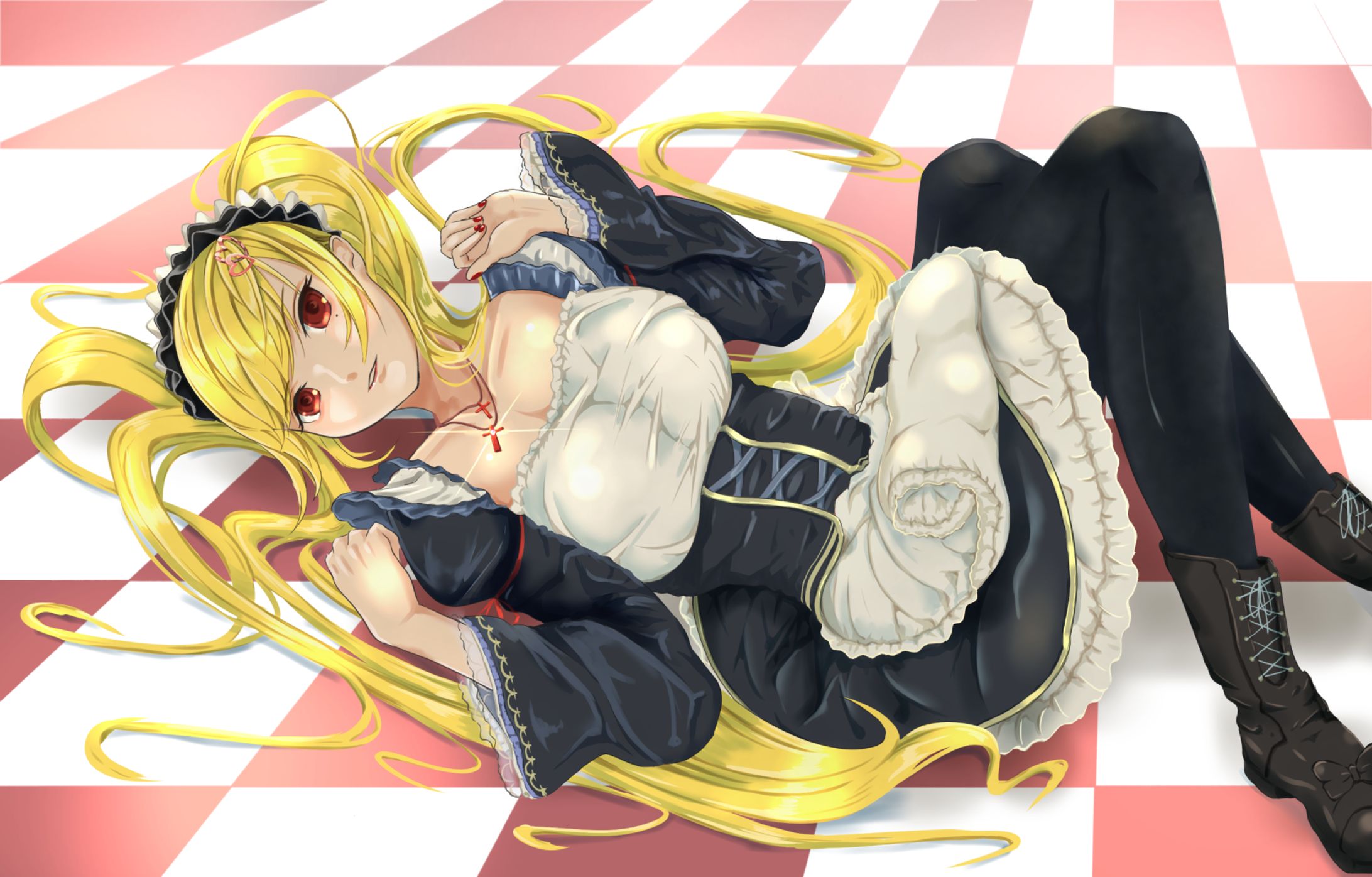 金髪ツインテールメイド-1