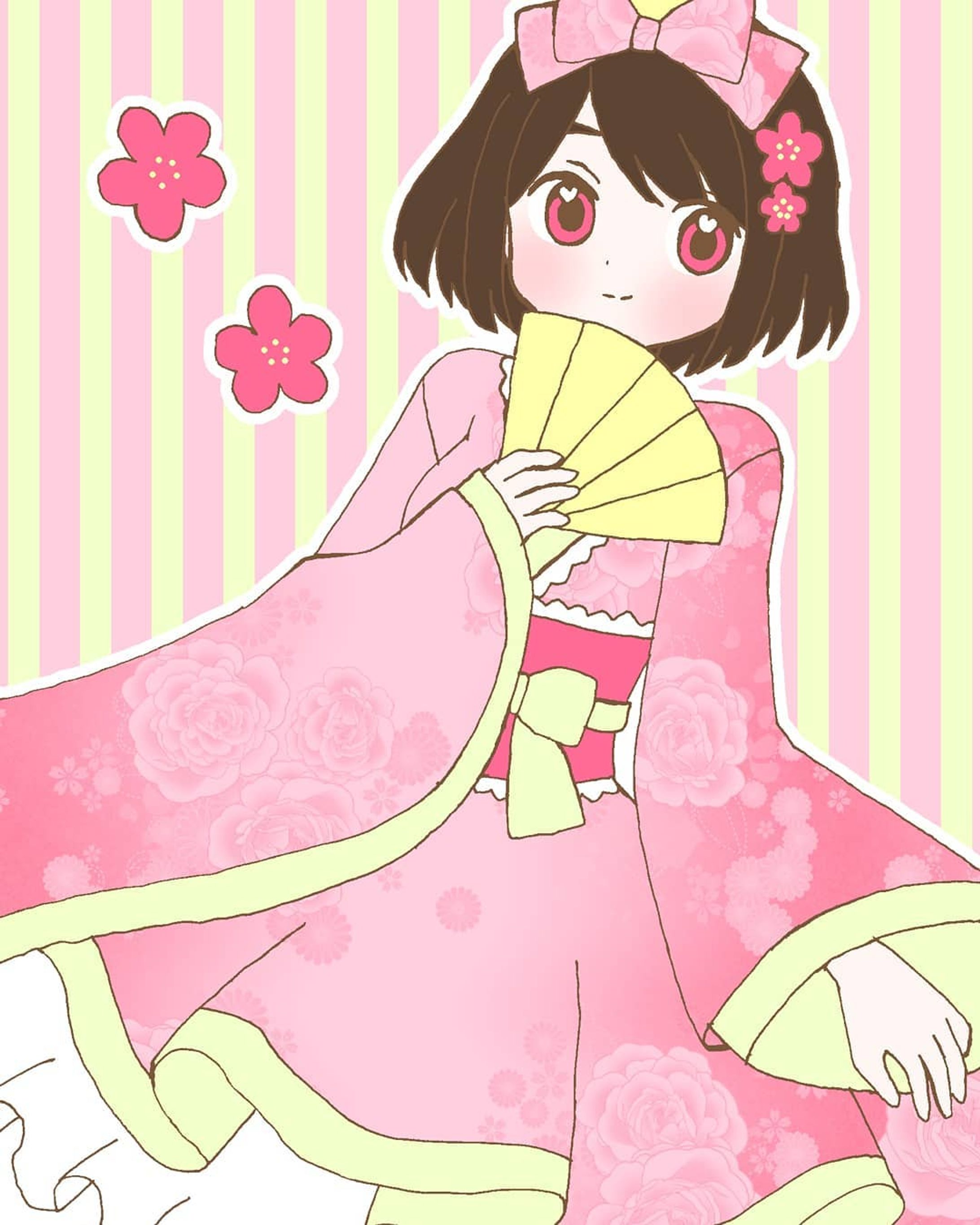 ひな祭りちゃん🎎　#お絵かき　#イラスト　#illustration  #illust オリジナル　#オリジナルイラスト　#オリジナル絵　#女の子　#女の子イラスト　#デジタル　#デジタル絵　#デジタルイラスト　#ひな祭り　#雛祭り　#桃の花　#着物　#和ロリ　#和ロリィタ　#和ロリータ-1